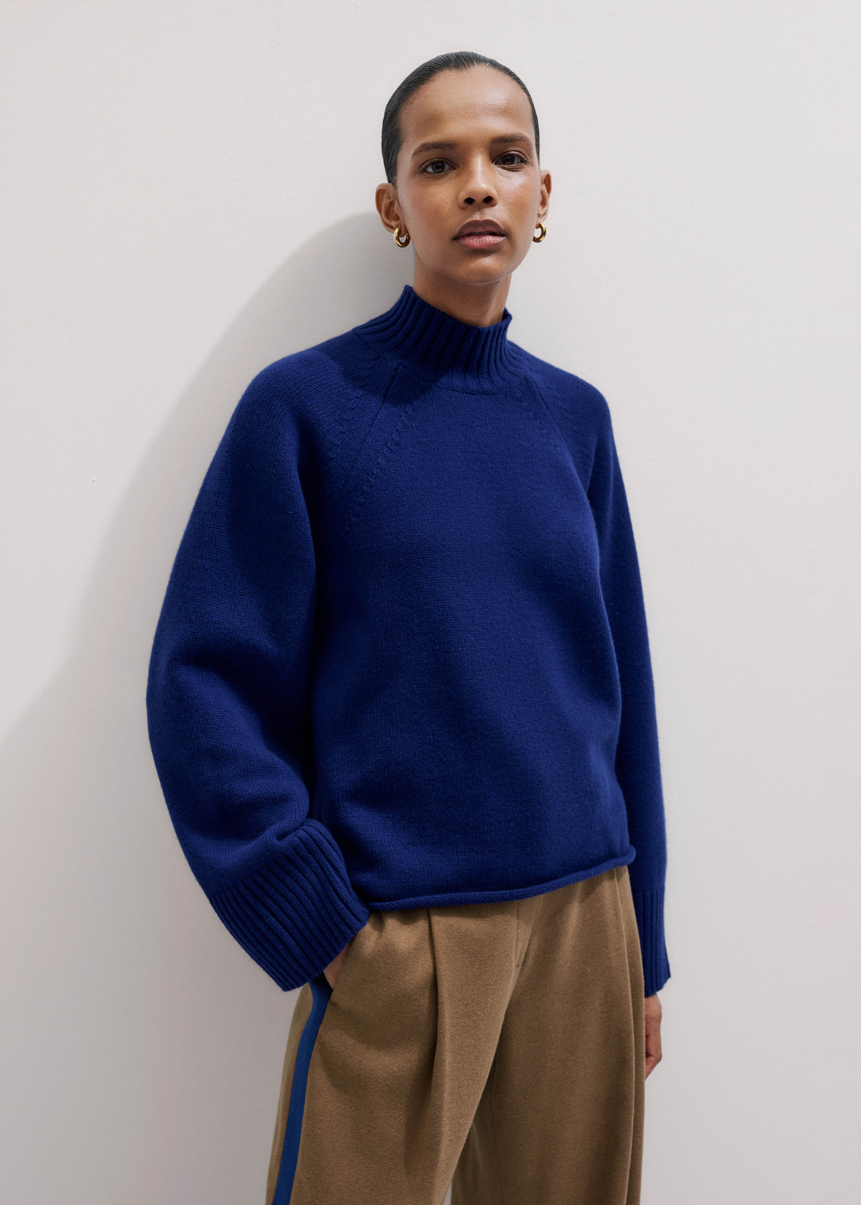 Women's Brown Exposed Seam Raglan Jumper + Snood | ME+EM
