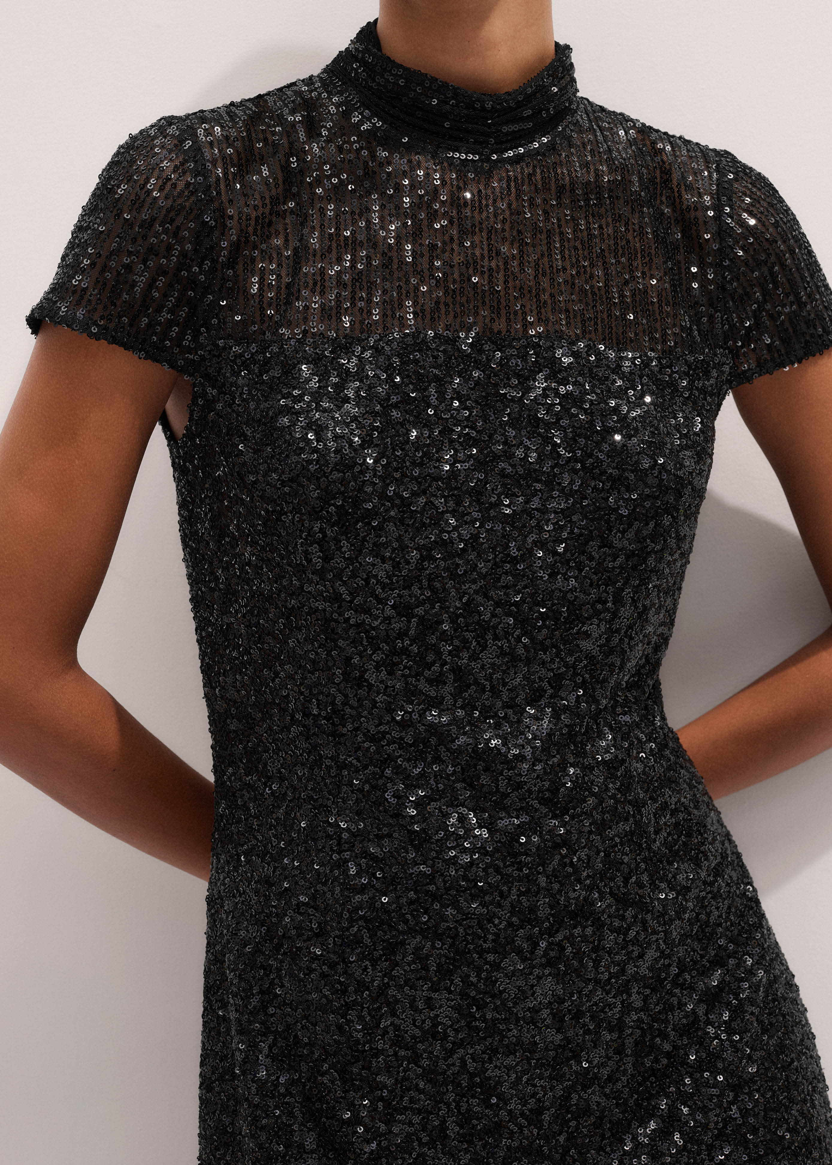me and em sequin dress ME+EM Velour Sequin Mini Dress