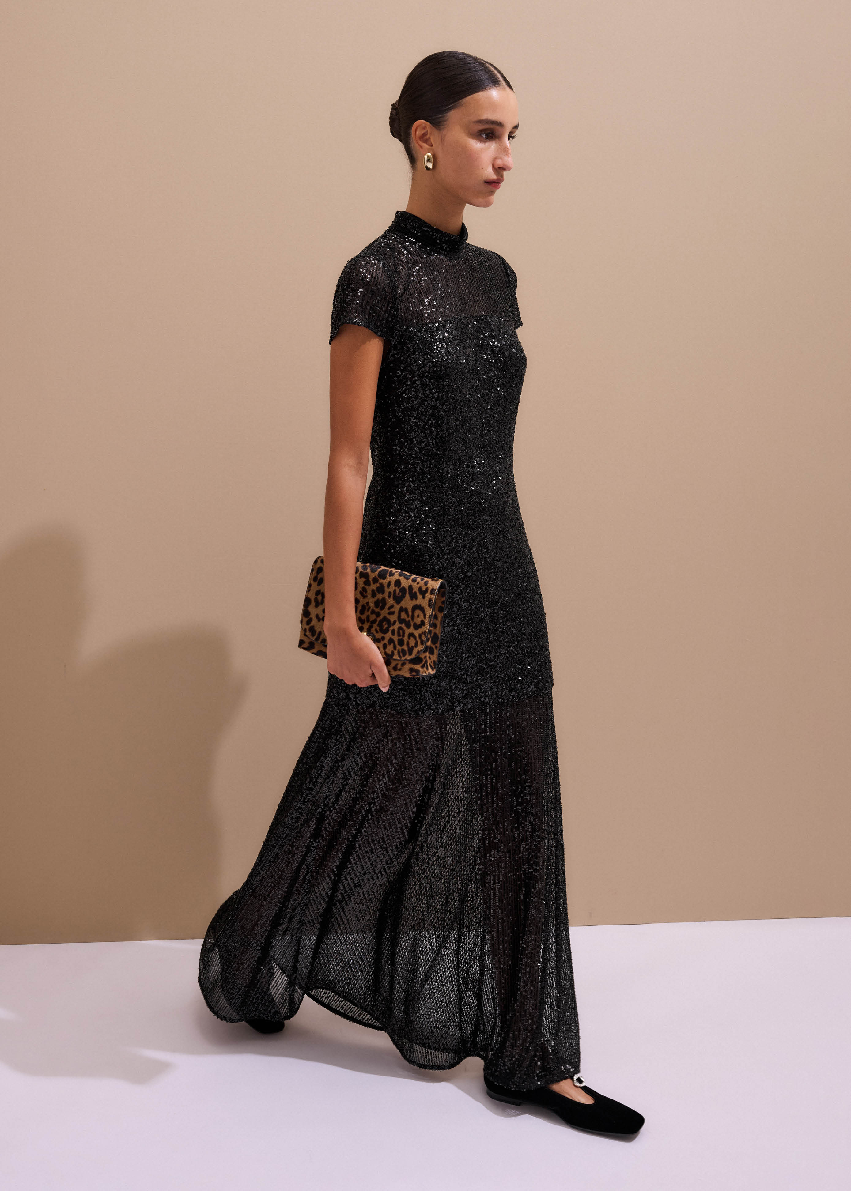 Women's Black Sequin Mix Maxi Dress ME+EM