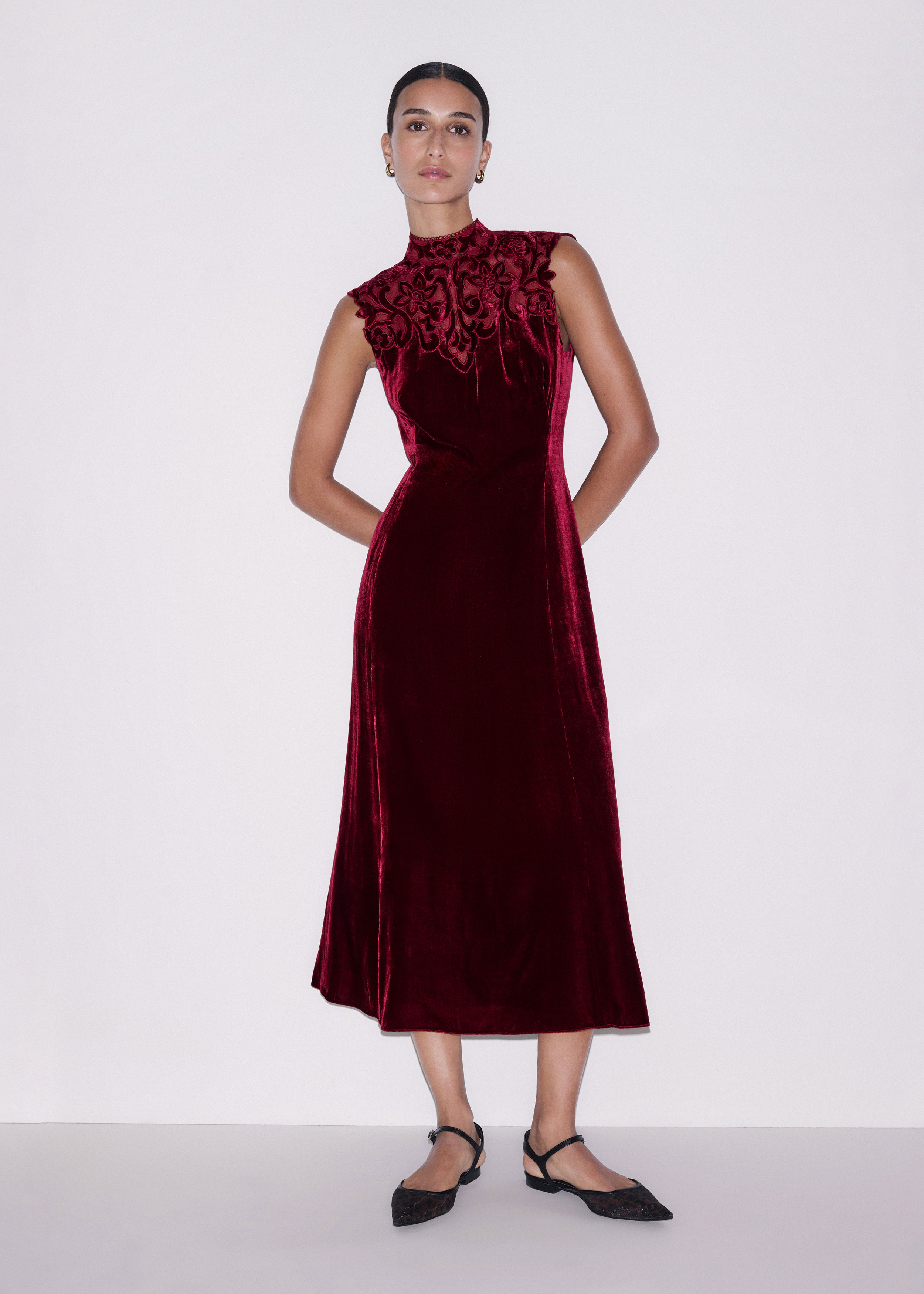 Embroidered Midi Dress