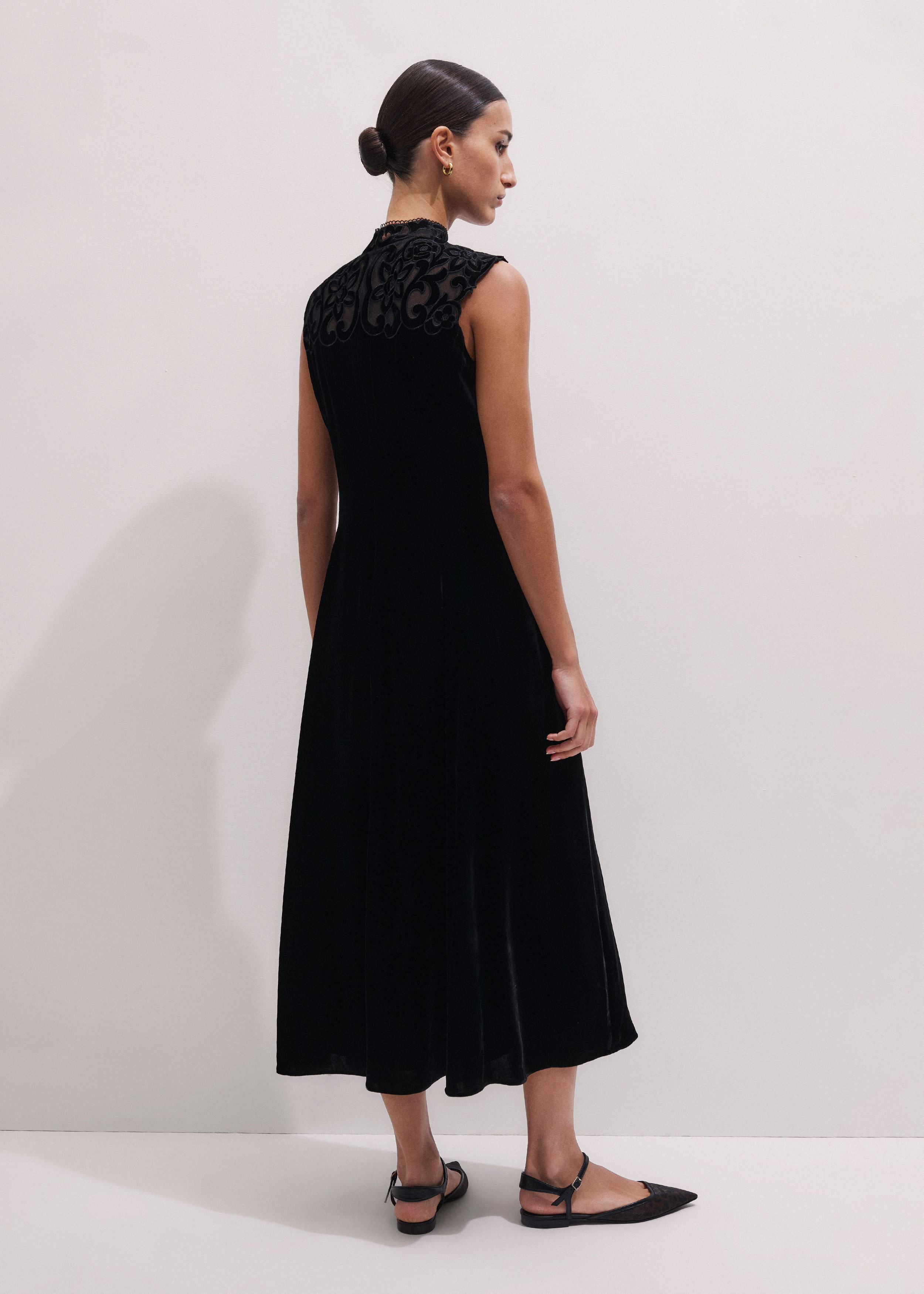 ME+EM Silk Blend Velvet Embroidered Midi Dress - Black ME+EM Silk Blend Velvet Embroidered Midi Dress - Black