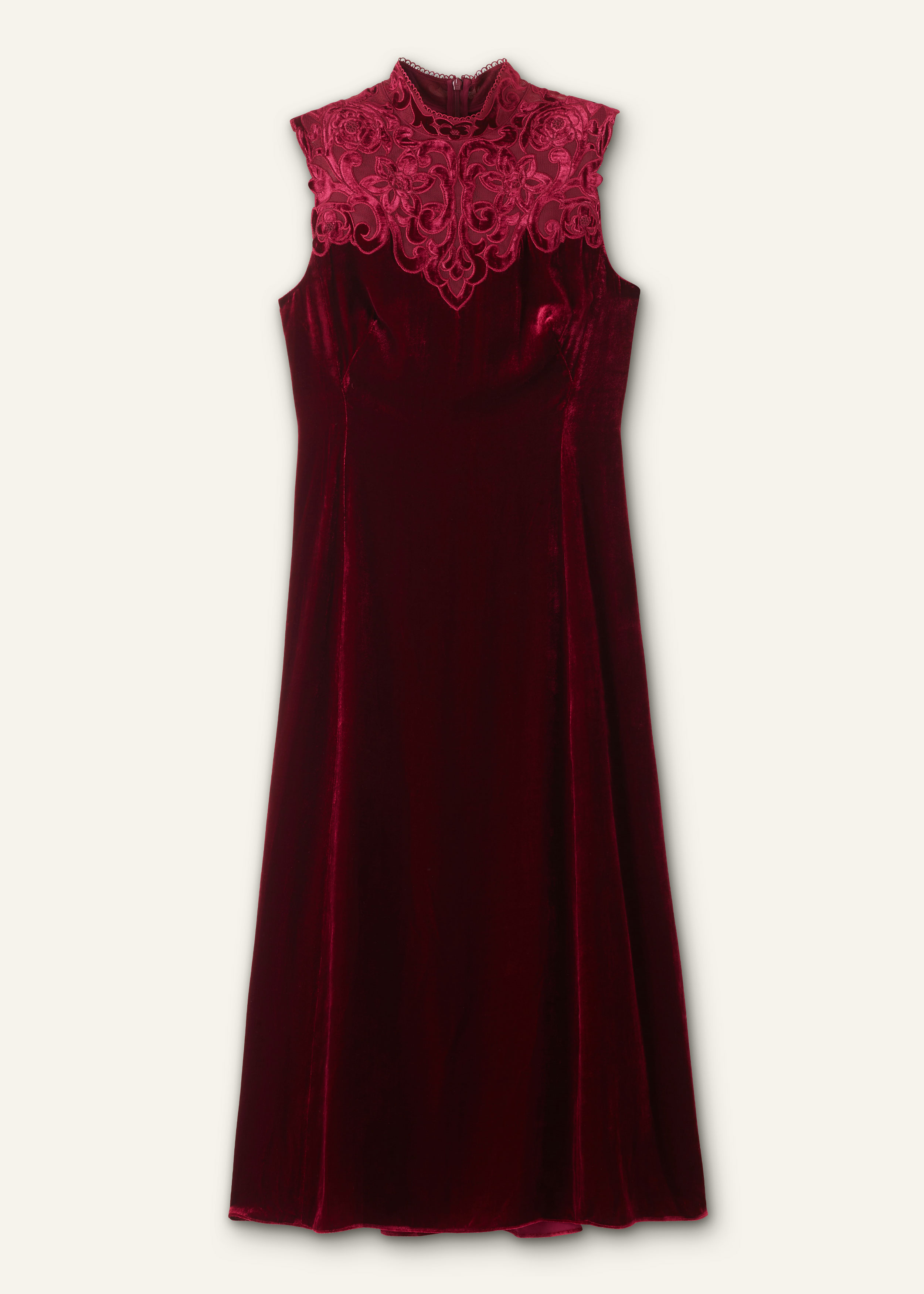 red velvet dress embroided Dragon Red Velvet Embroidery Midi Dress by TONY WARD – Elilhaam