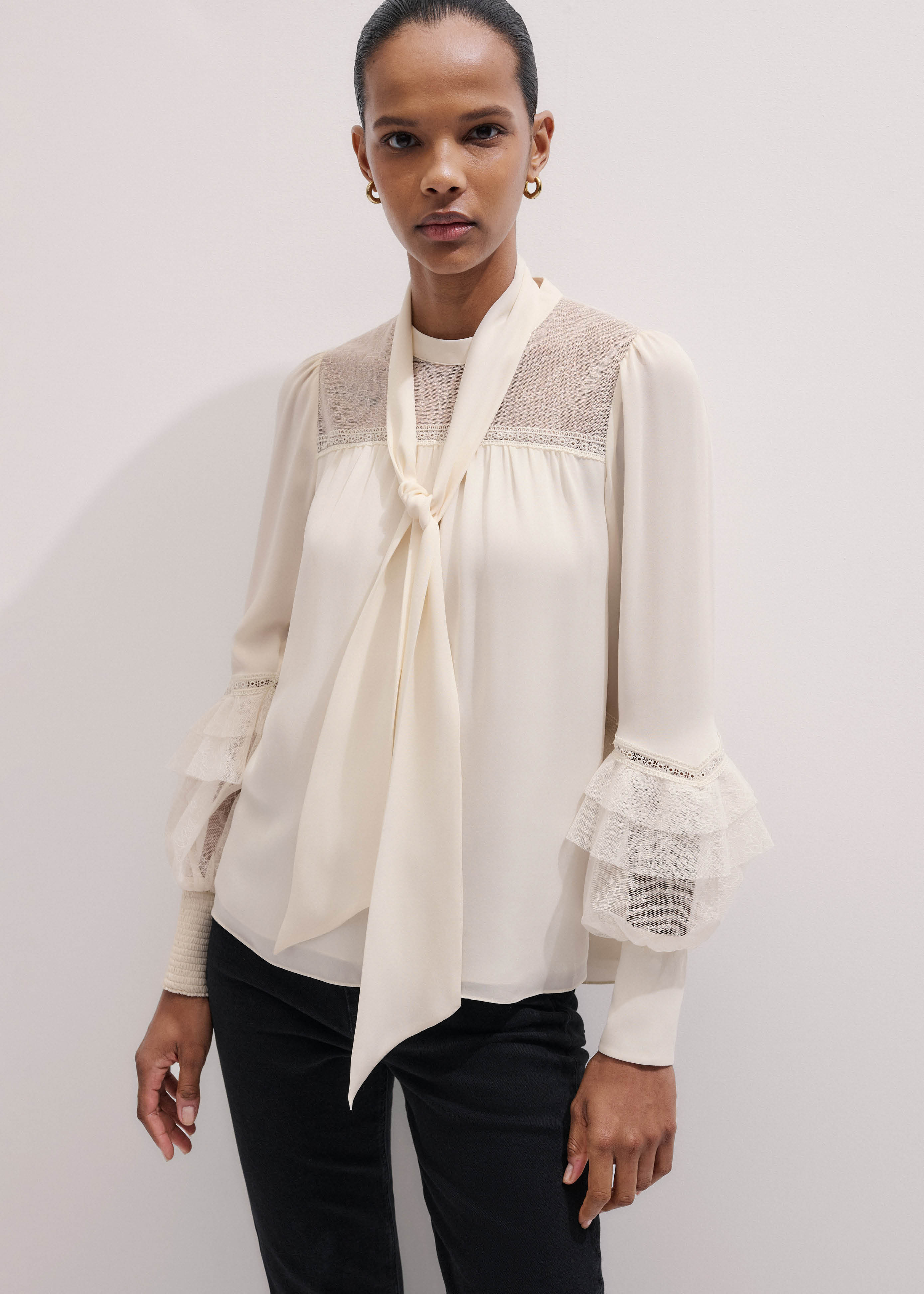Women's Cream Swing Top + Tie | ME+EM