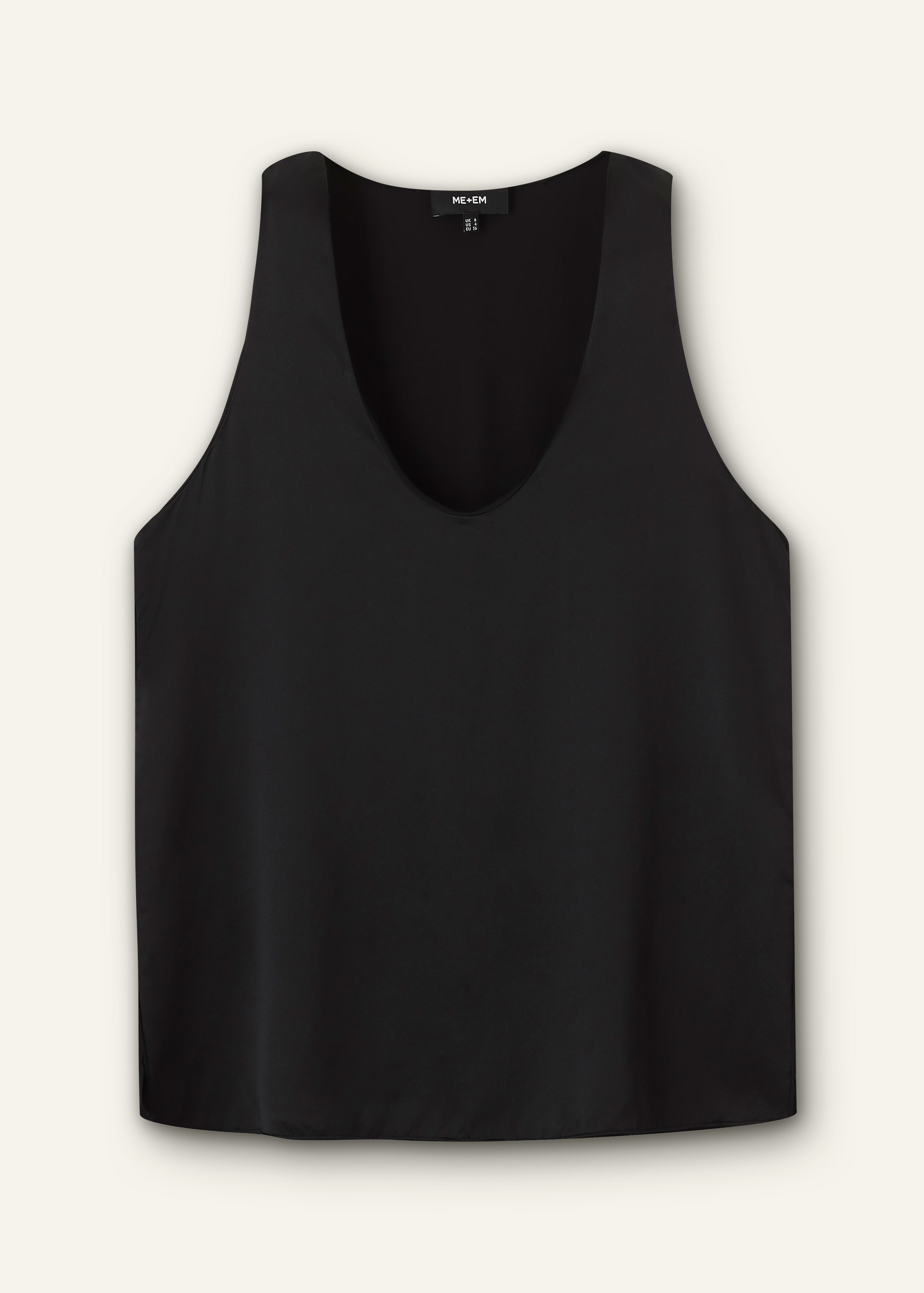 Women's Black Silk Satin Evening Tank Top | ME+EM