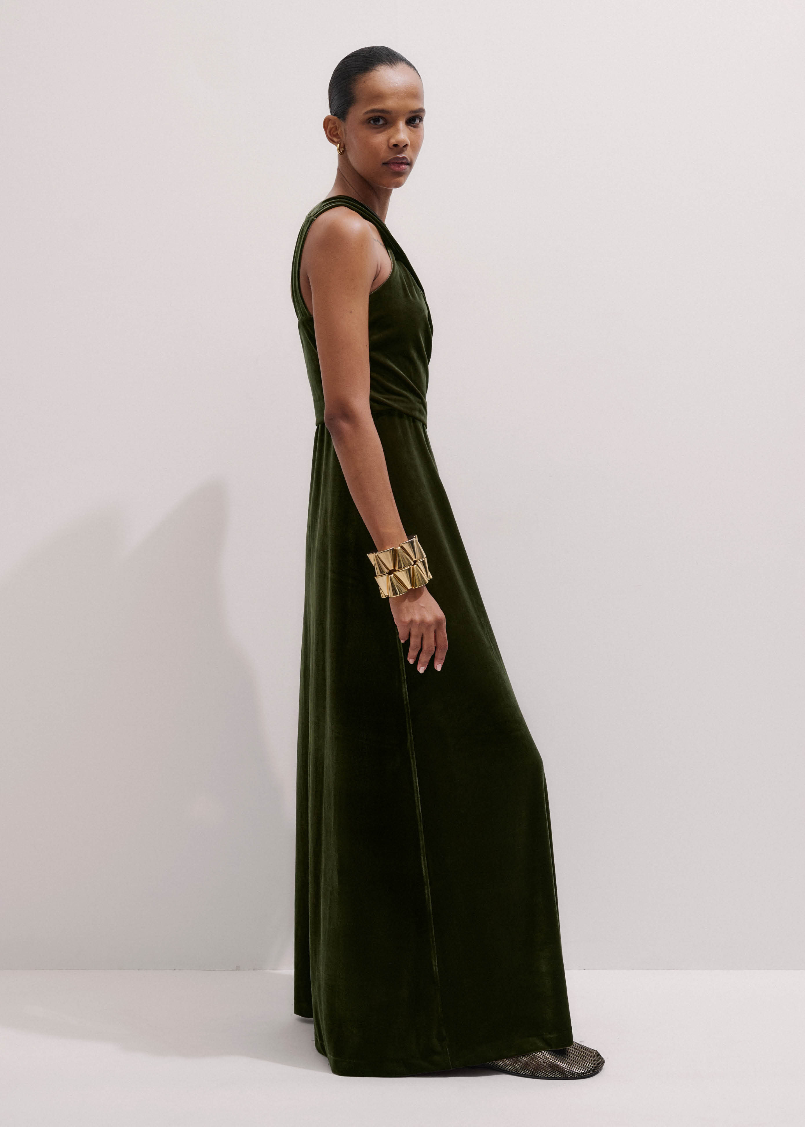 olive green full length dress Georgina Girls Dress - Olive Green main image 0