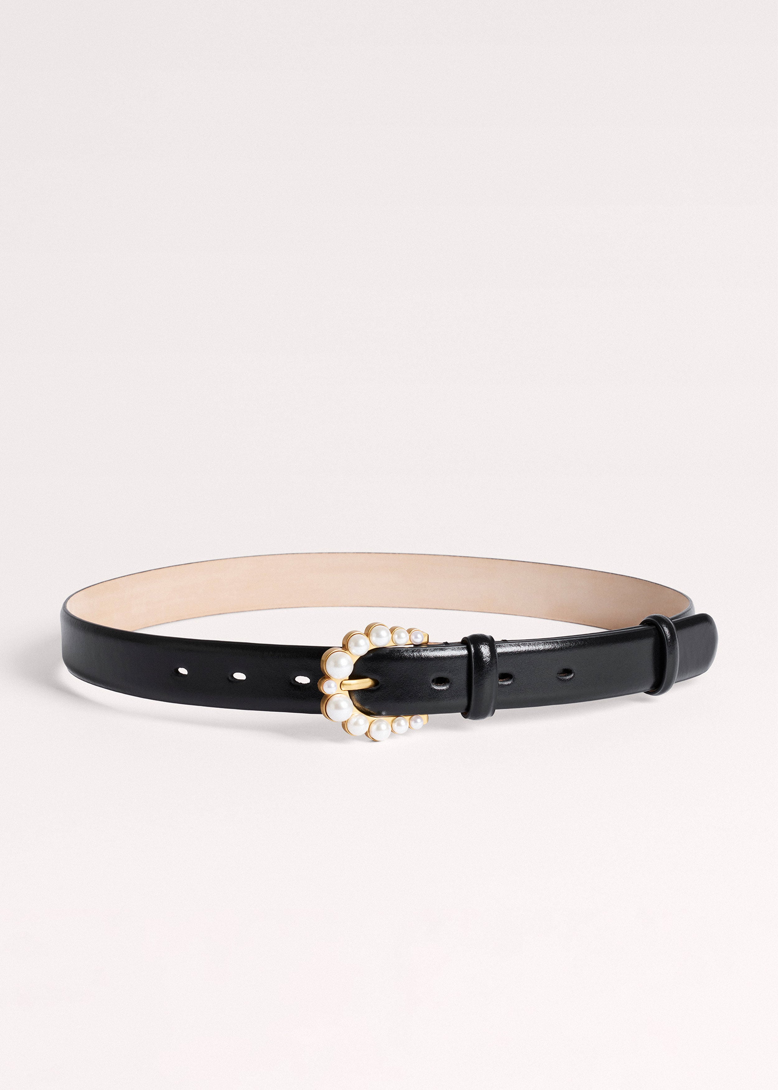 Leatherock Black Leather  Belt | Ornate Buckle | Made in USA pearl classy $130 NEW Leatherock Let It Rock Black Leather Rhinestone Buckle  main image 2