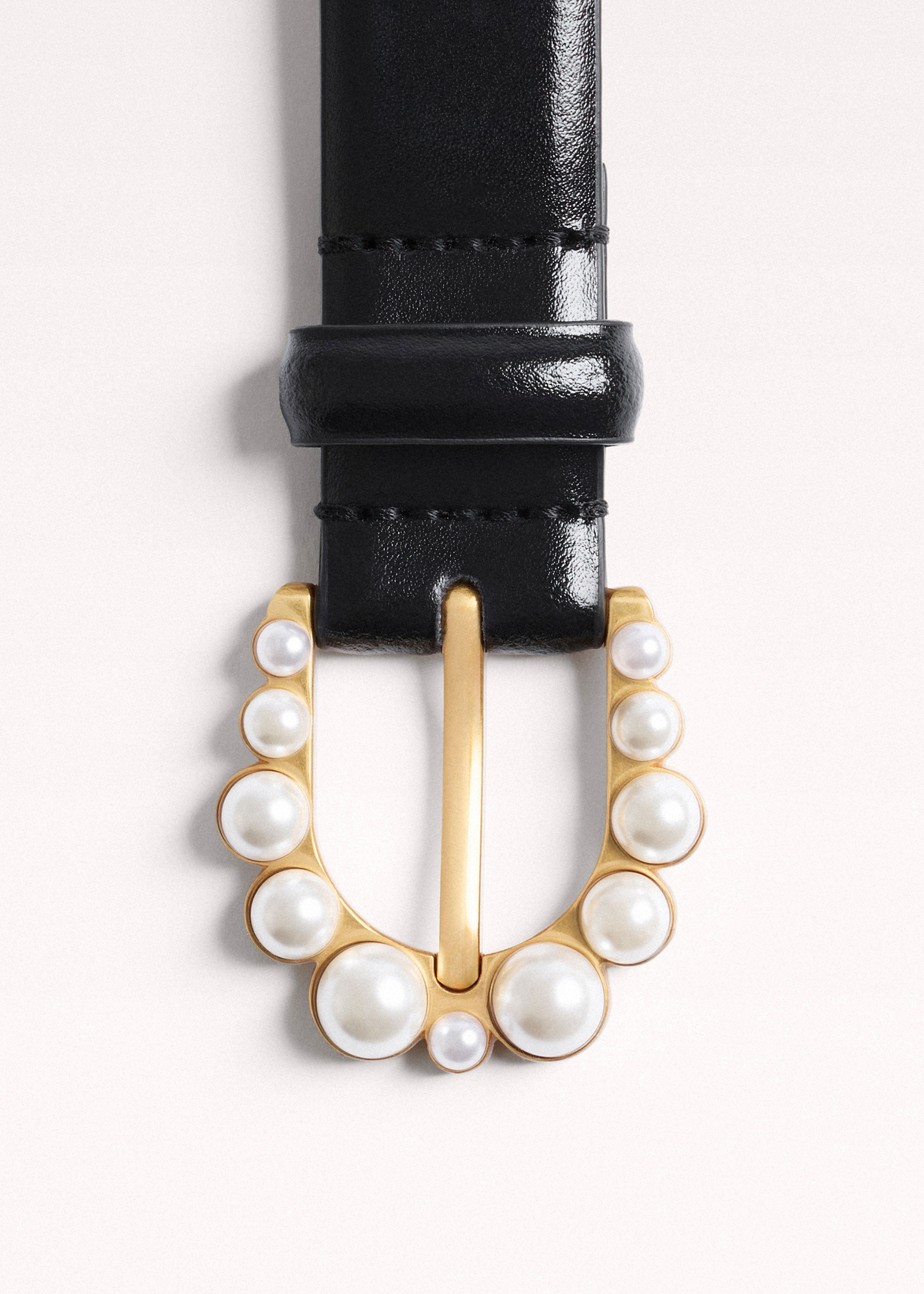 Women's Black Faux Pearl Buckle Belt | ME+EM
