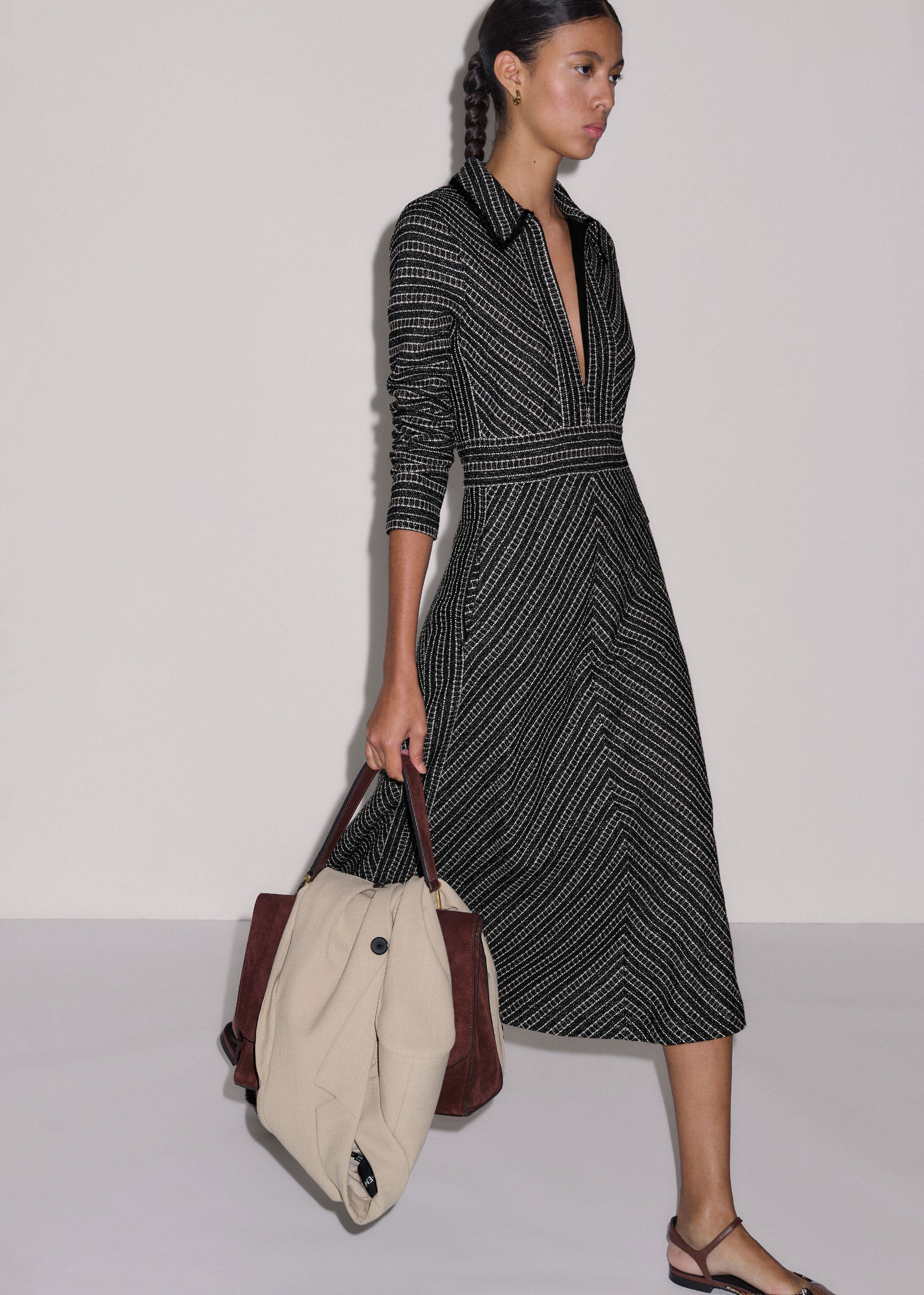 black and white tube dress Tatum Fitted Maxi Dress with Leg Slit