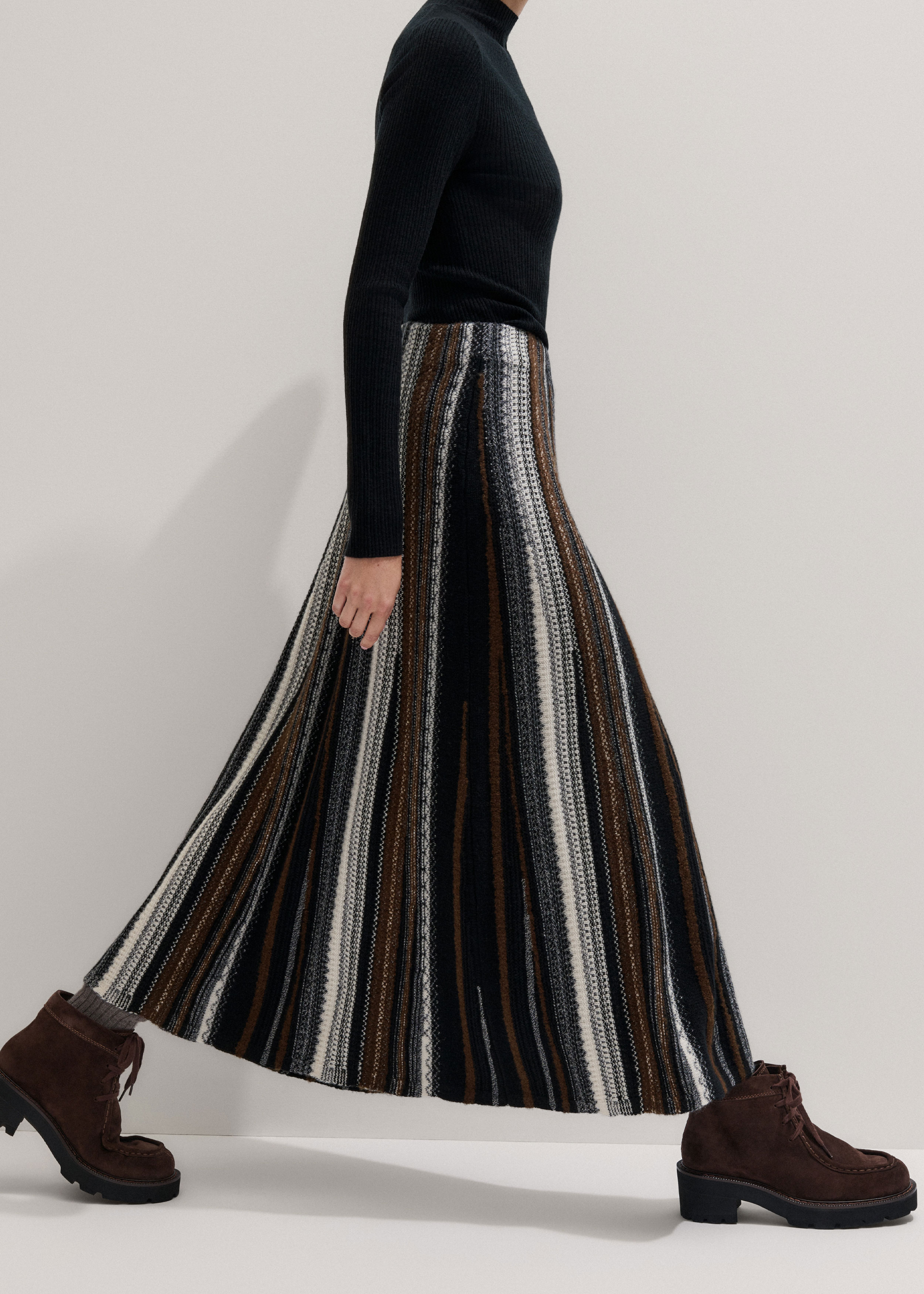 Women's Pink Milano Stripe Knit A-Line Skirt | ME+EM