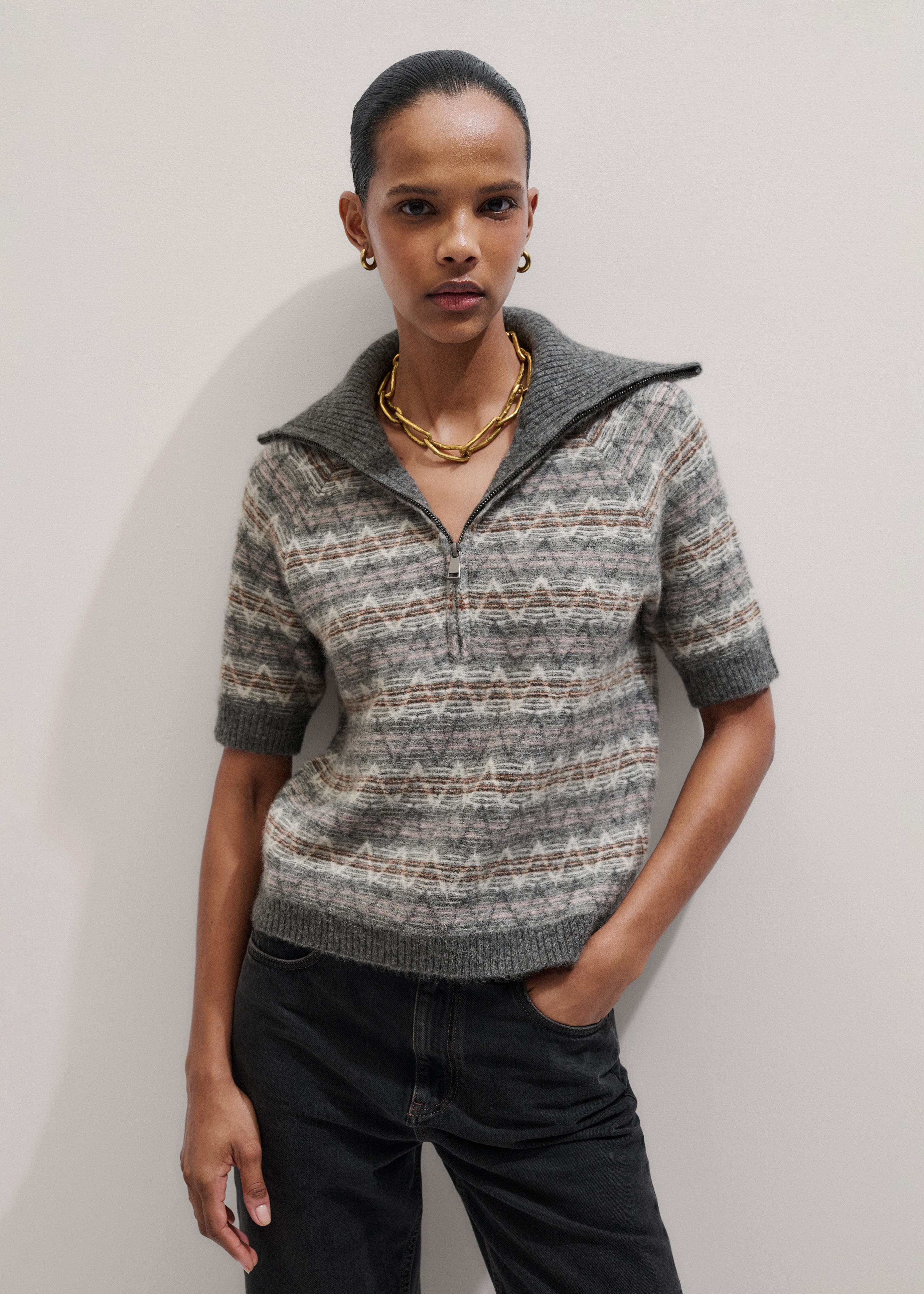 Half Zip Knit Tee