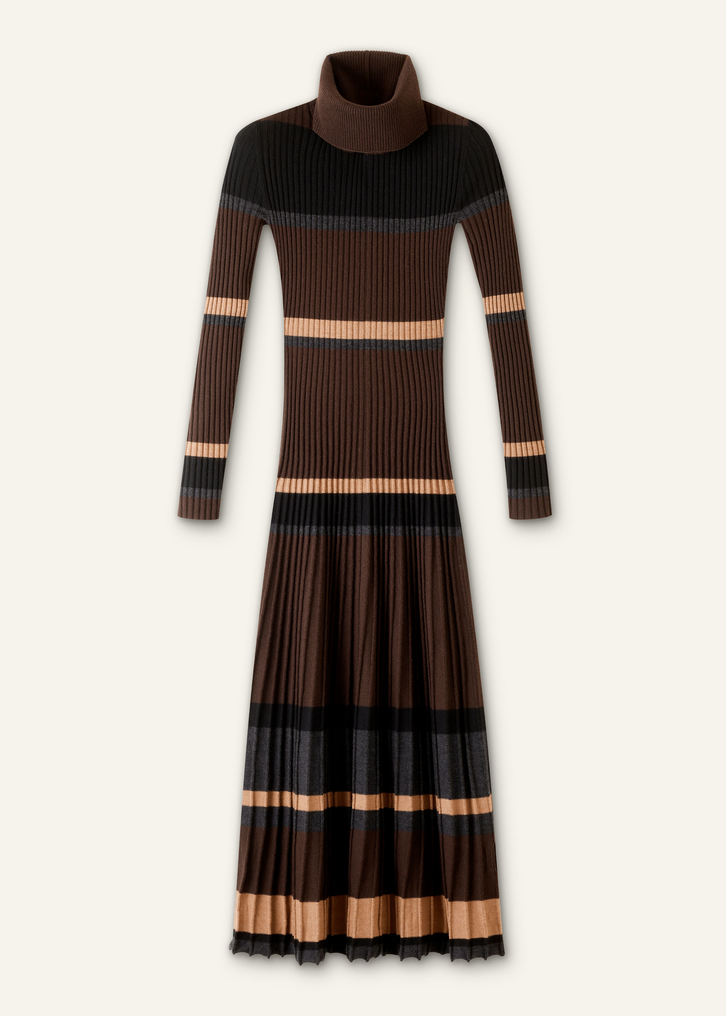 ME+EM Stripe Knit Maxi Dress With Snood - Brown Multi ME+EM Stripe Knit Maxi Dress With Snood - Brown Multi