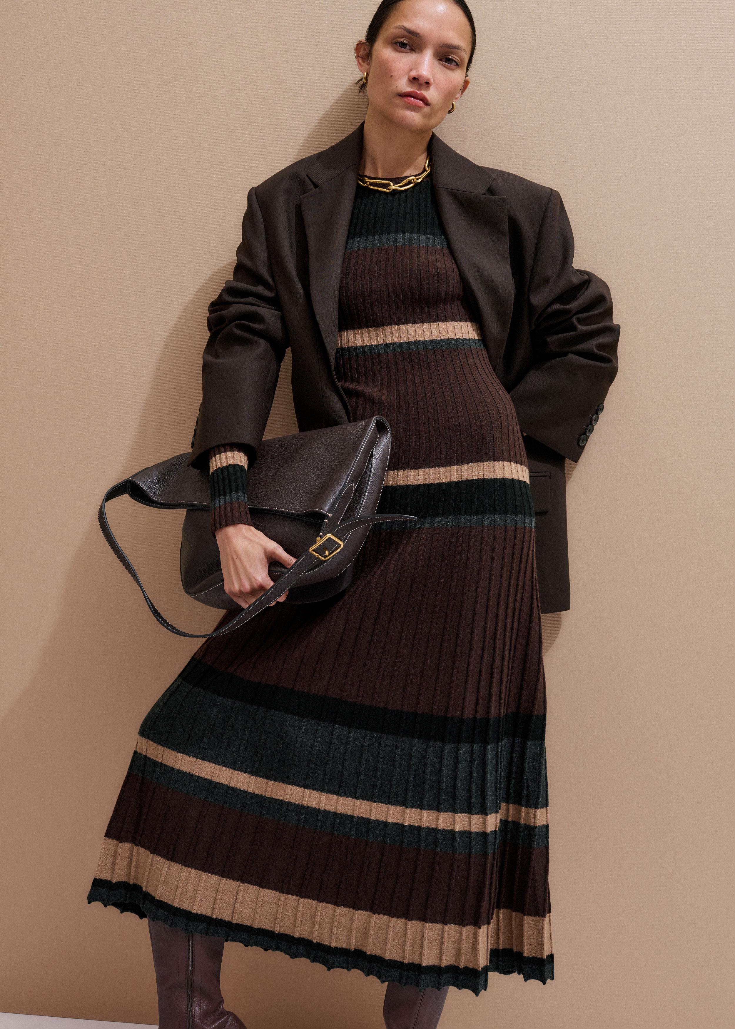 knee length dresses for ladies Dark Brown Striped Ruffle Tiered Maxi Dress - Final Sale Small | Women's Online Boutique | Boho Chic Style