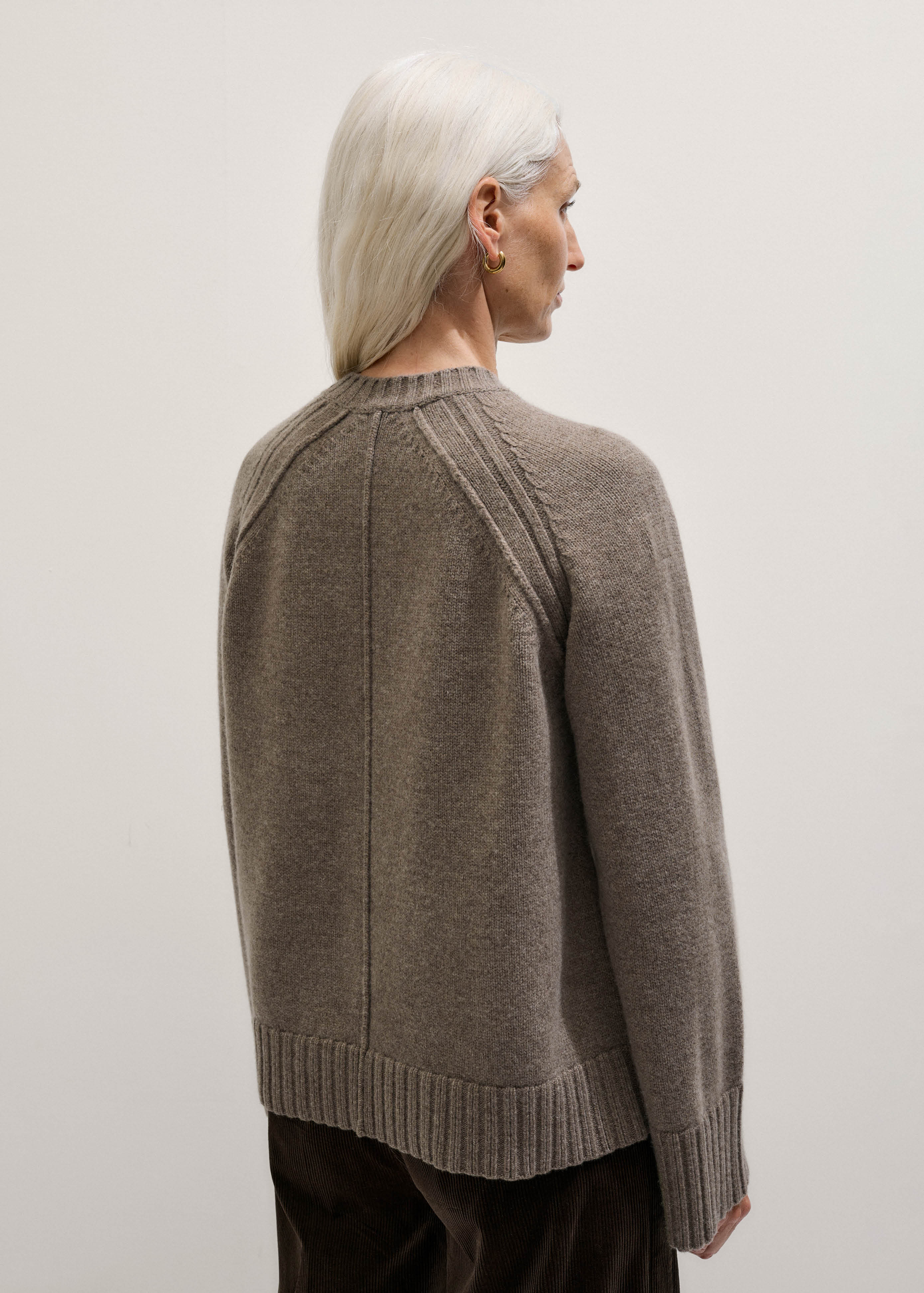 Women's Brown Exposed Seam Raglan Sweater + Snood | ME+EM