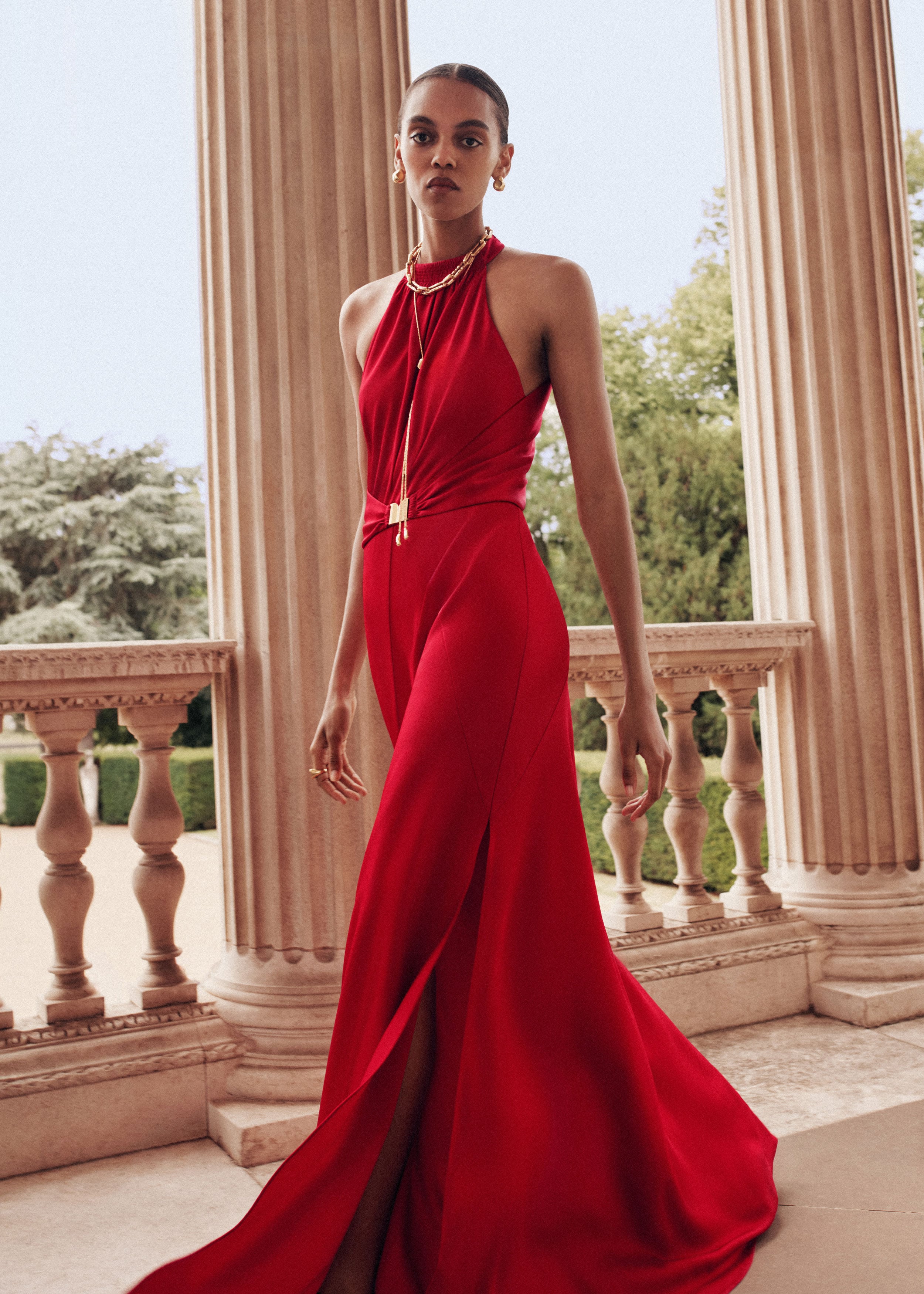 Belted Full-Length Dress