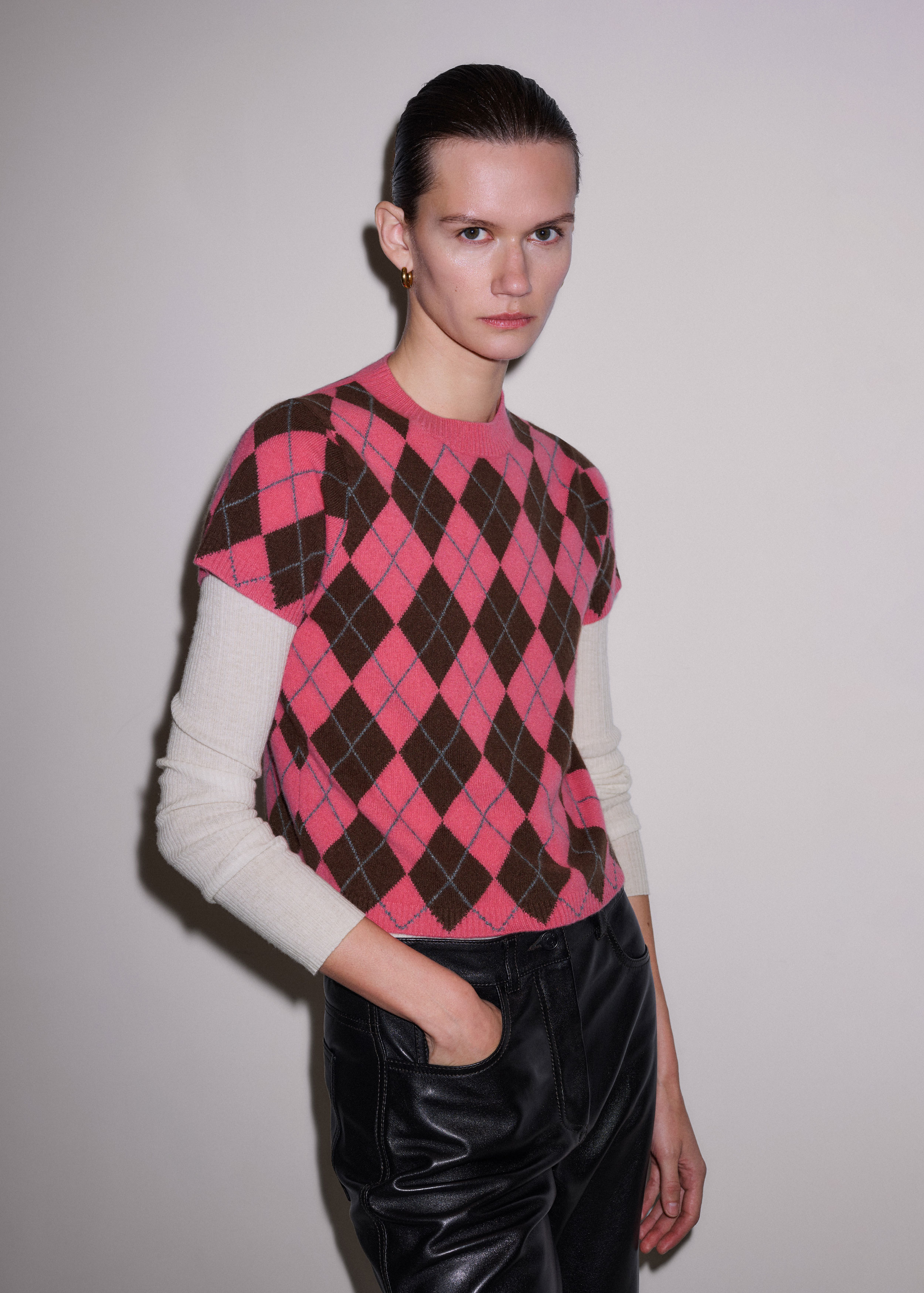 トップス J.&D.Mce Ltd cashmere argyle knit Argyle wool and cashmere sweater, black | Max Mara