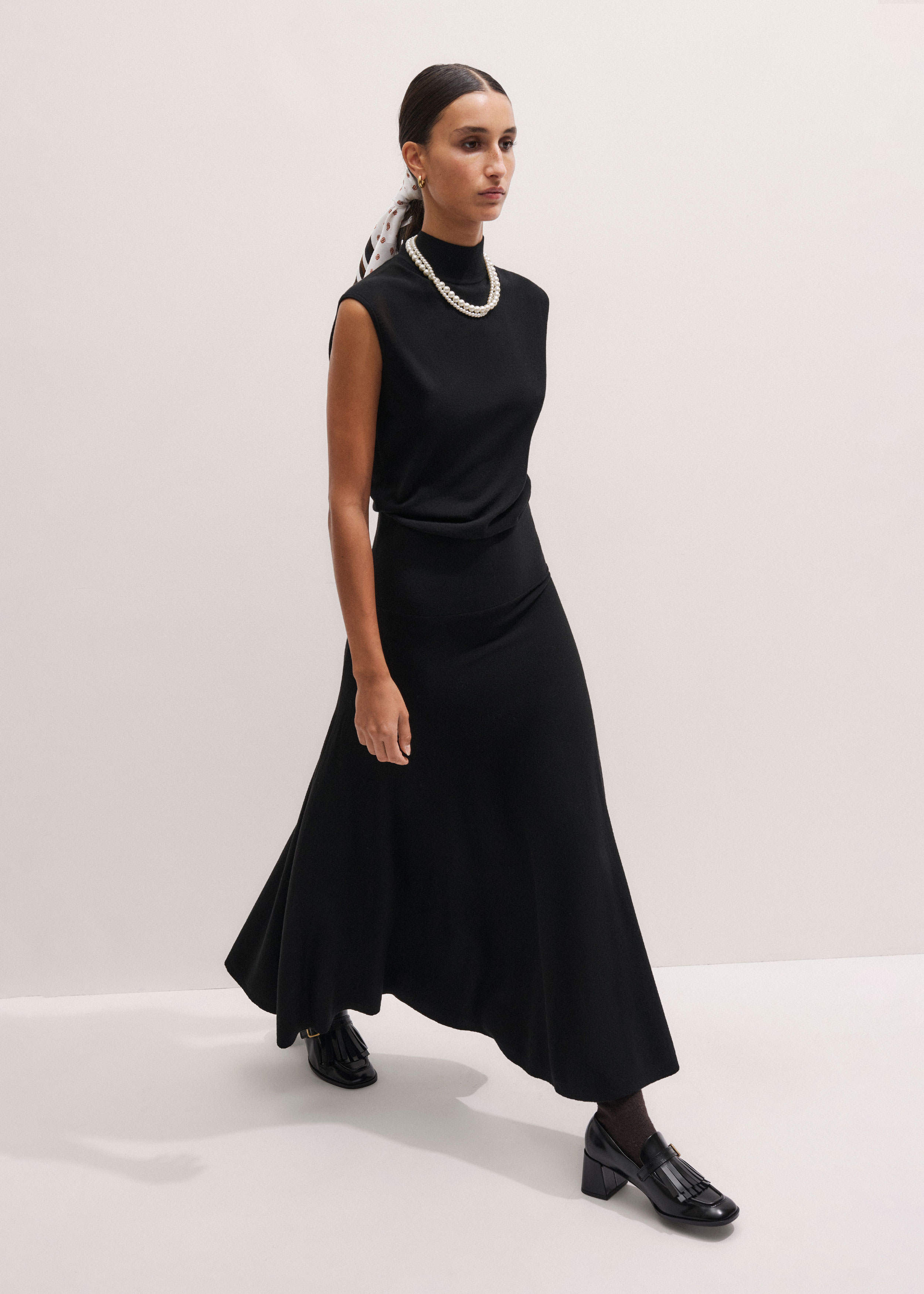 ME+EM High Neck Knit Maxi Dress With Layering Top - Black