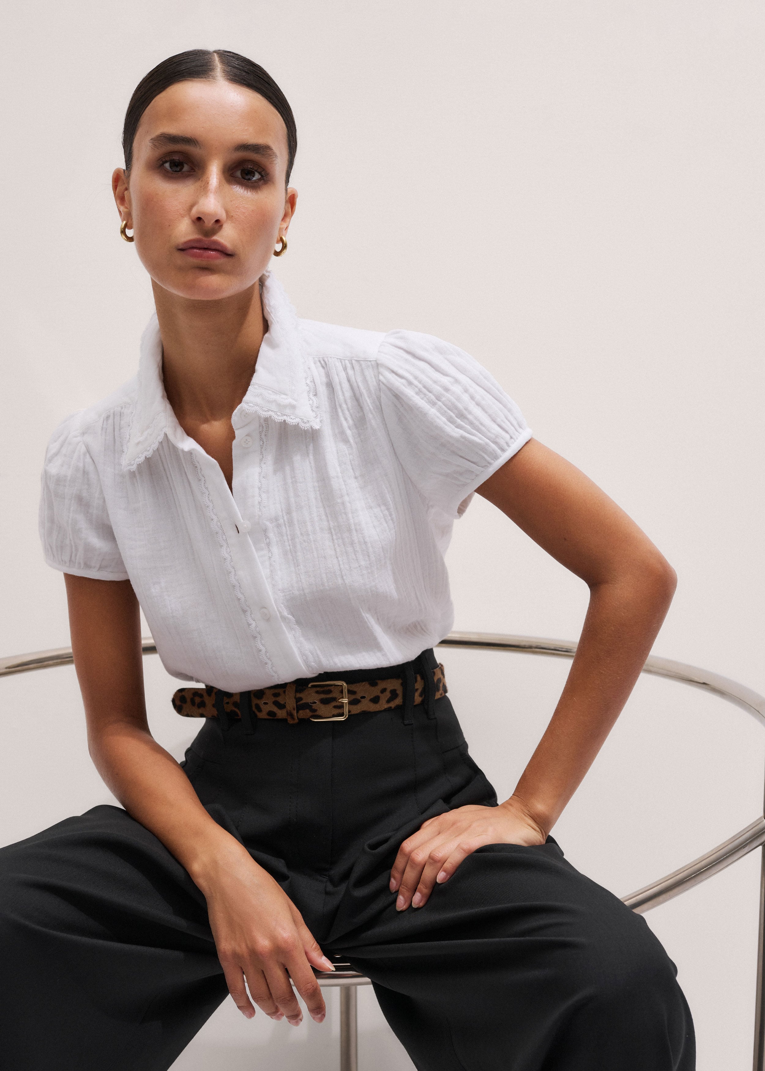 Women's Soft White Balloon Sleeve Top | ME+EM