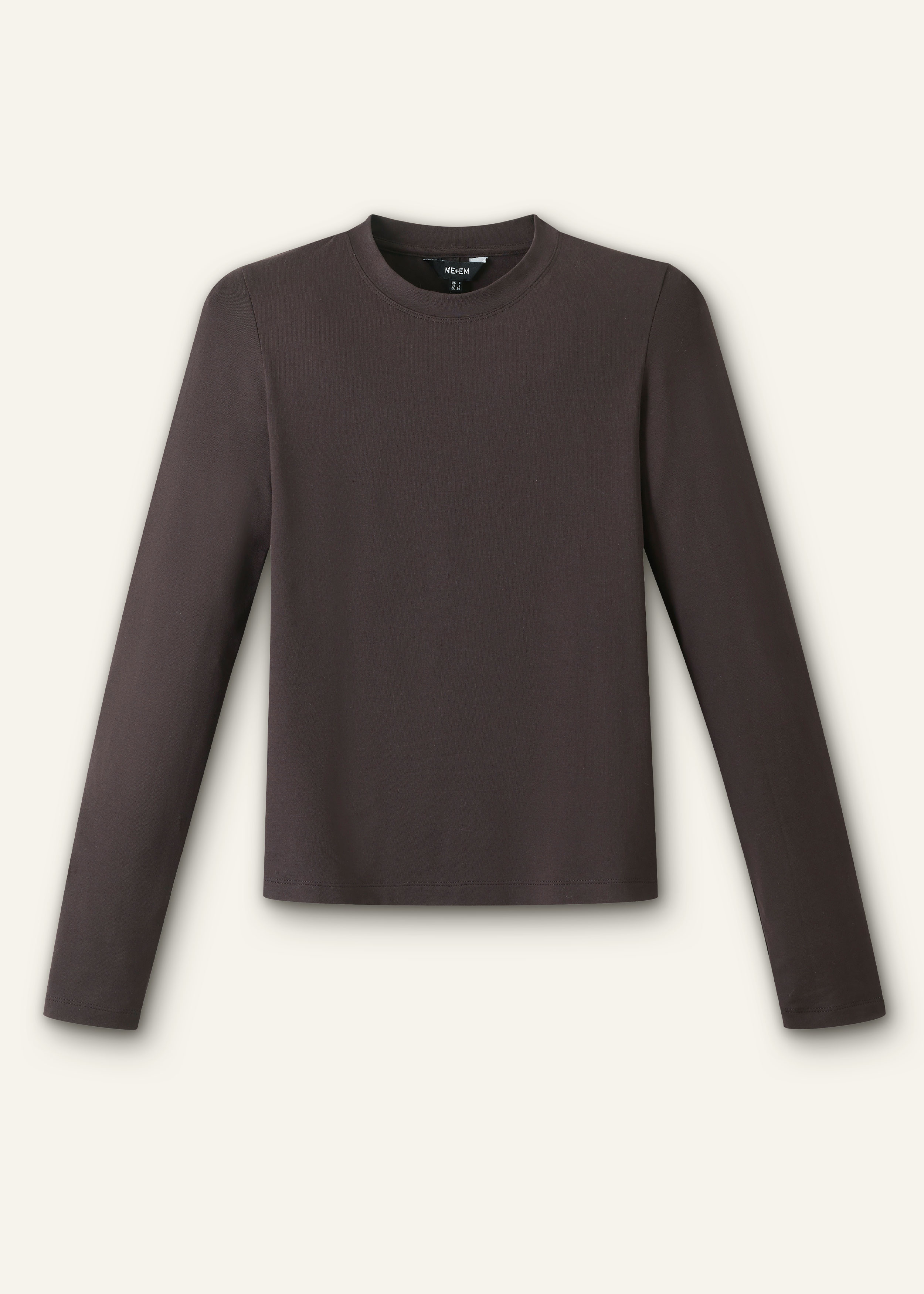 Women's Brown Cashmere Zip Neck Pouf Sleeve Knit Tee | ME+EM
