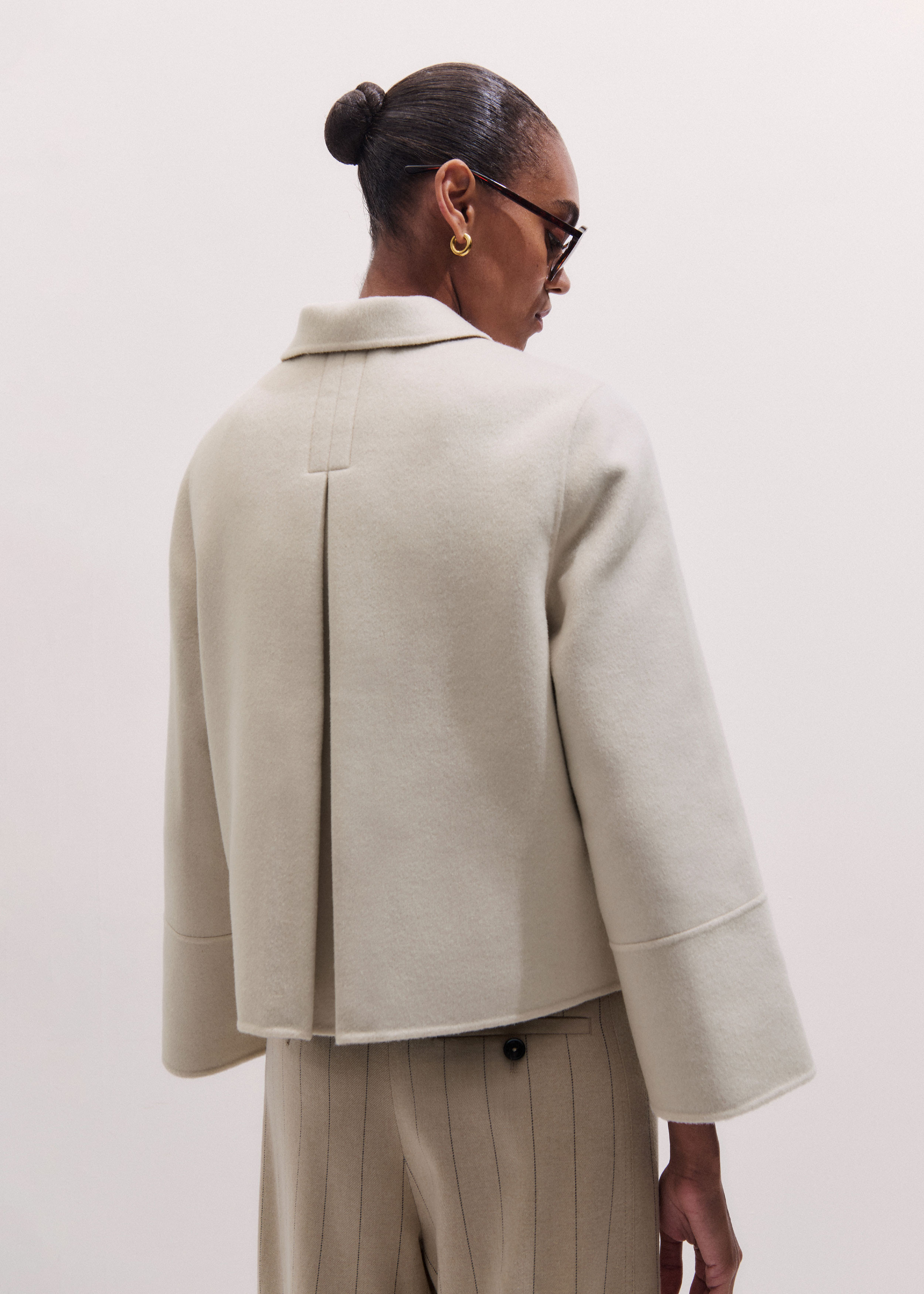 Me+em Double Face Swing Jacket Ivory/camel In Neutral