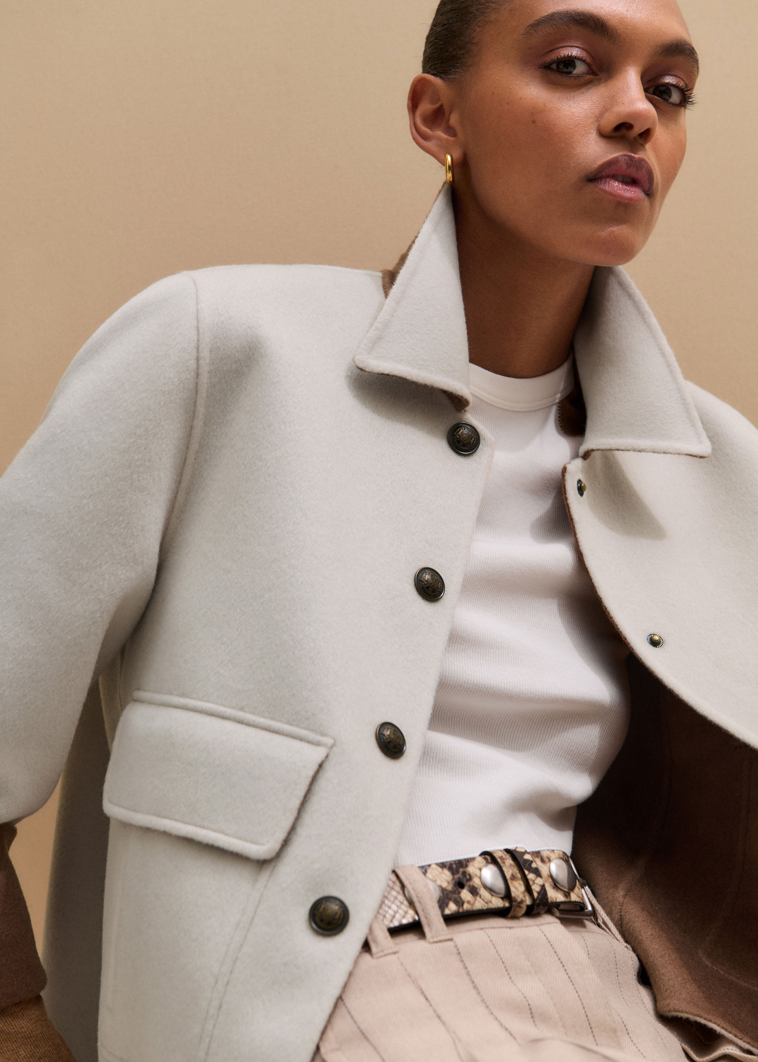 Women's Ivory Double Face Swing Jacket | ME+EM