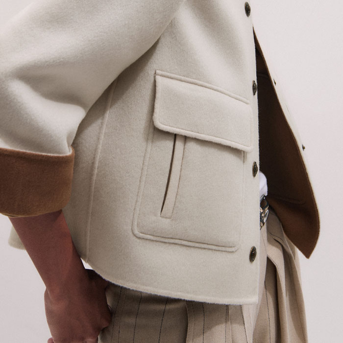 Me+em Double Face Swing Jacket Ivory/camel In Neutral