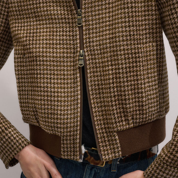 Me+em Super Soft Houndstooth Bomber Brown Multi In Multi