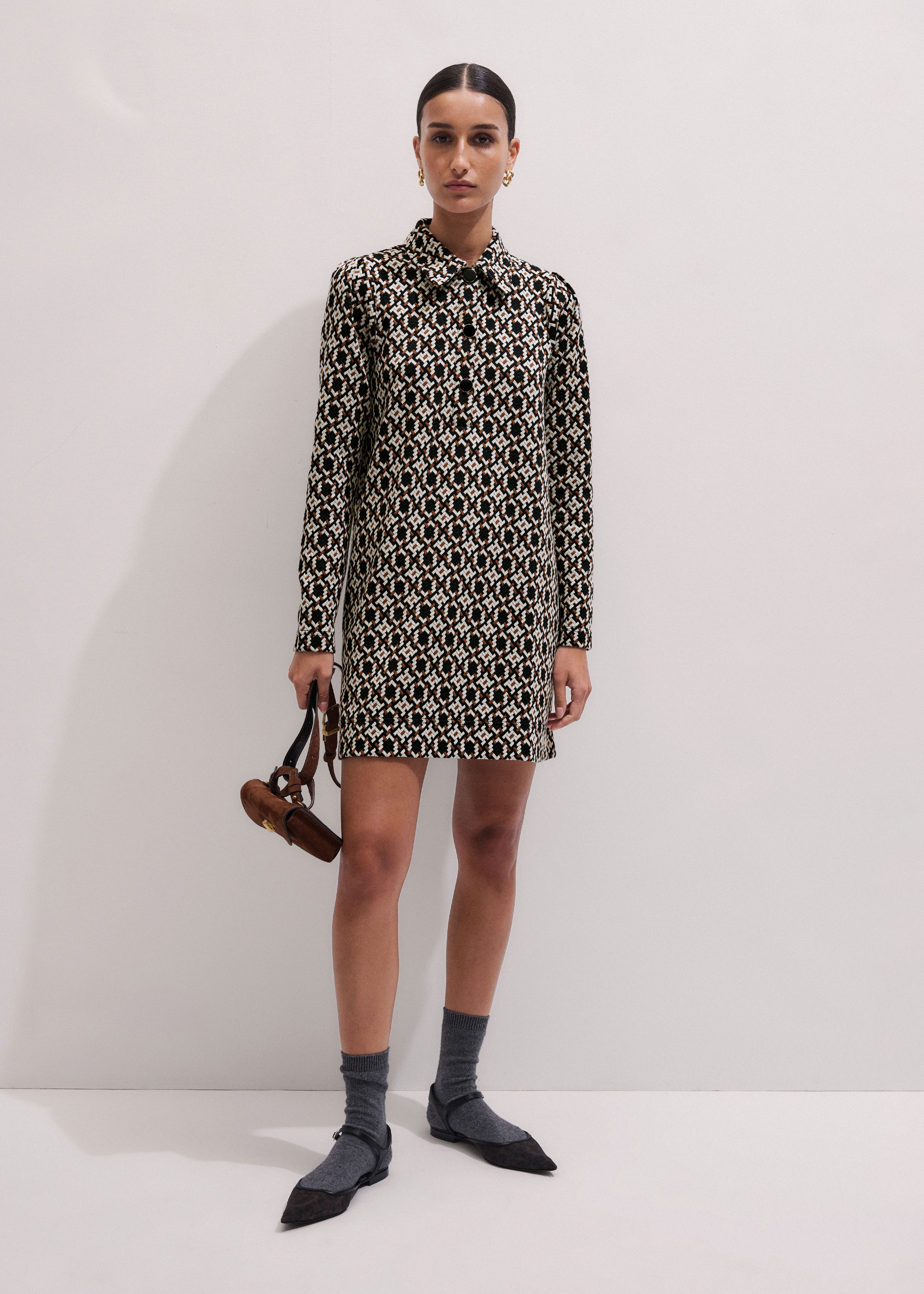 ME+EM's Navy Graphic Jacquard Short A-Line Dress is crafted from