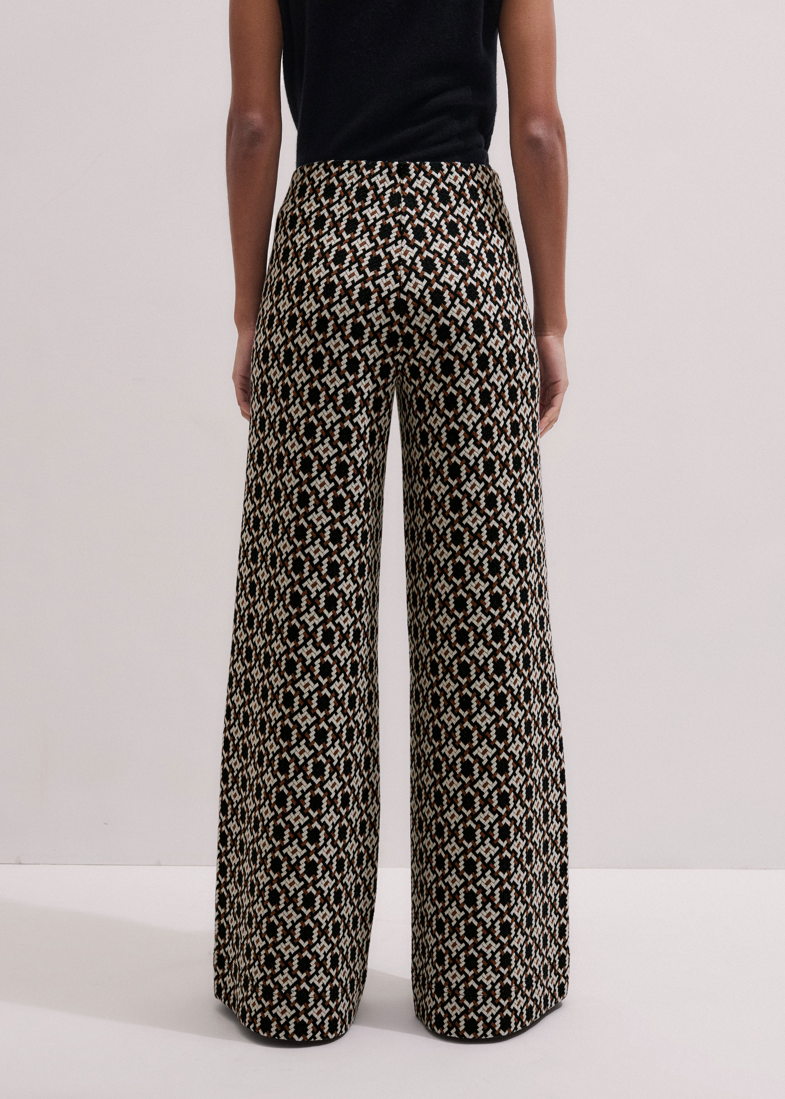 Women's Navy Graphic Jacquard Wide-Leg Pant | ME+EM