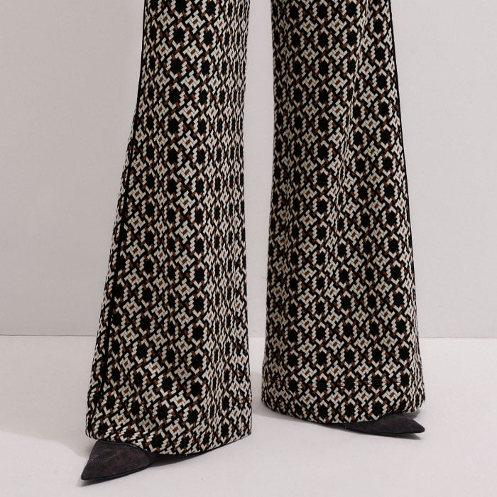 Women's Navy Graphic Jacquard Wide-Leg Pant | ME+EM