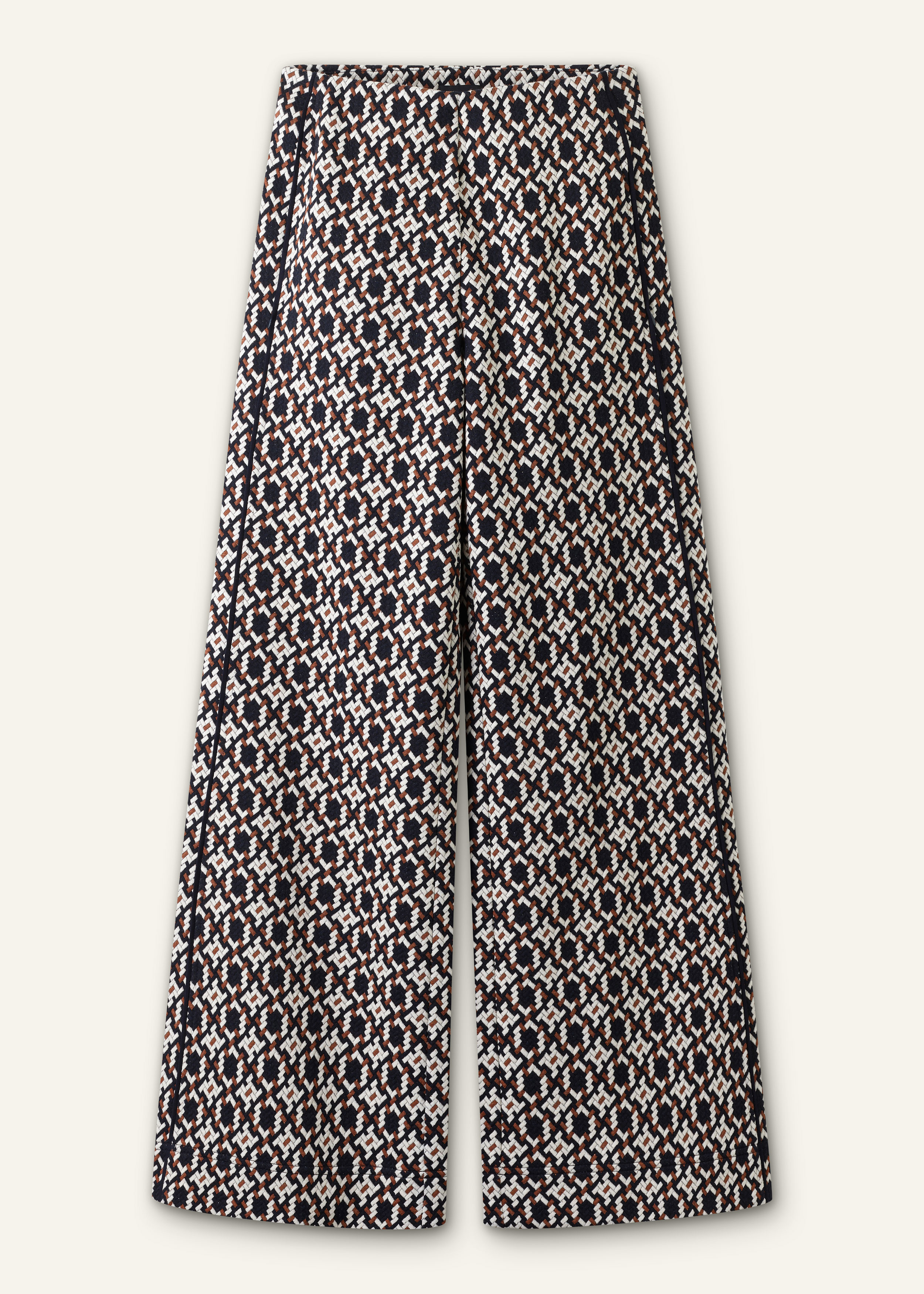 Women's Navy Graphic Jacquard Wide-Leg Trouser | ME+EM