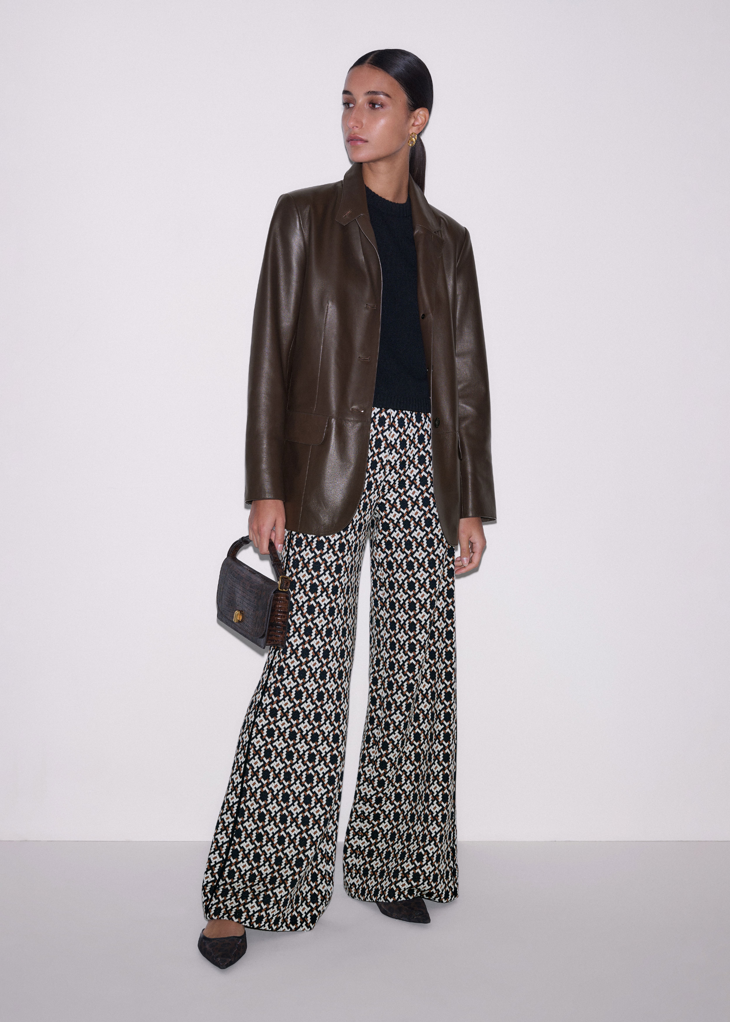 Women's Navy Graphic Jacquard Wide-Leg Pant | ME+EM