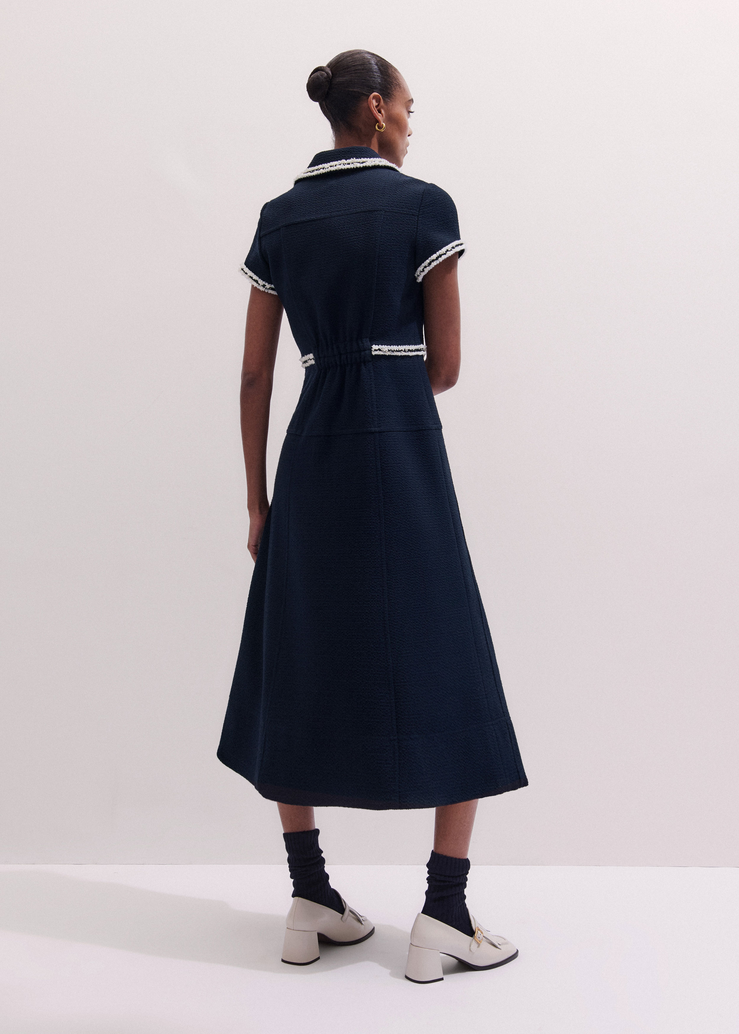 slim fit dress slacks Twist Neck Fit and Flare Midi Dress