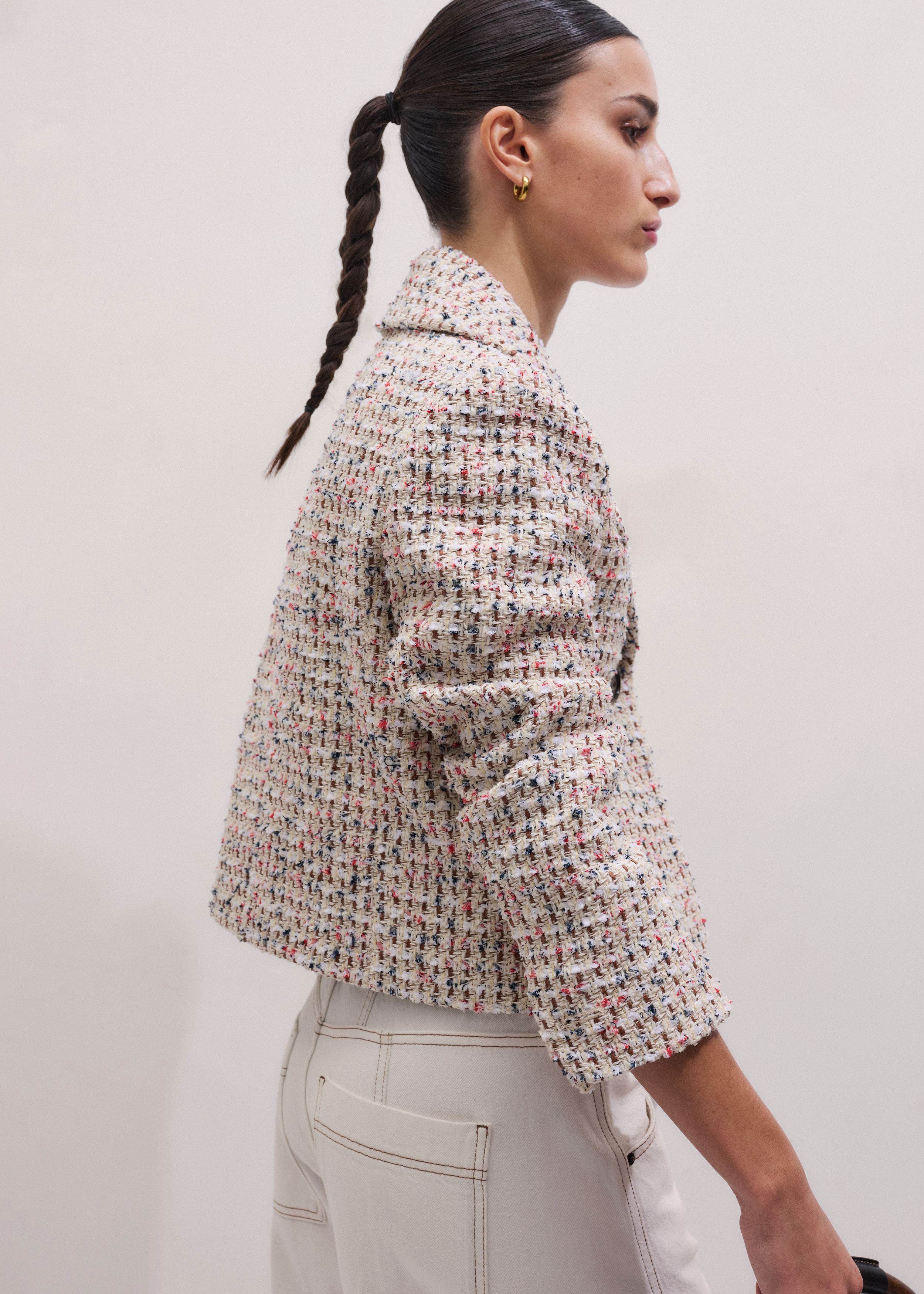 【ケミストリー川畑着 11万】MIXED TWEED NO COLLAR JKT Great British Tweed | Decoding Heritage Craftsmanship | ME+EM