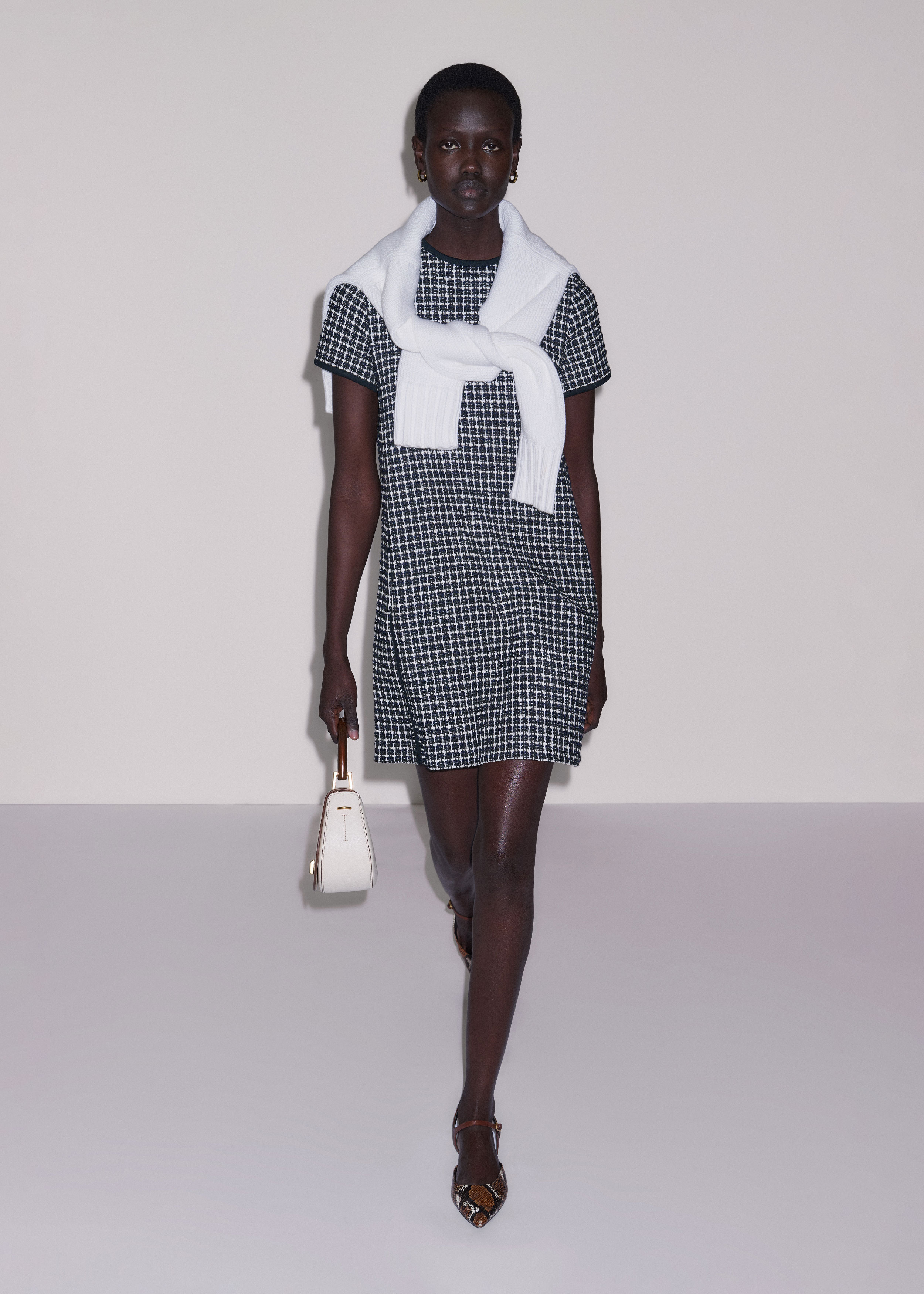 Women's Navy Textured Short Sleeve Mini Dress | ME+EM