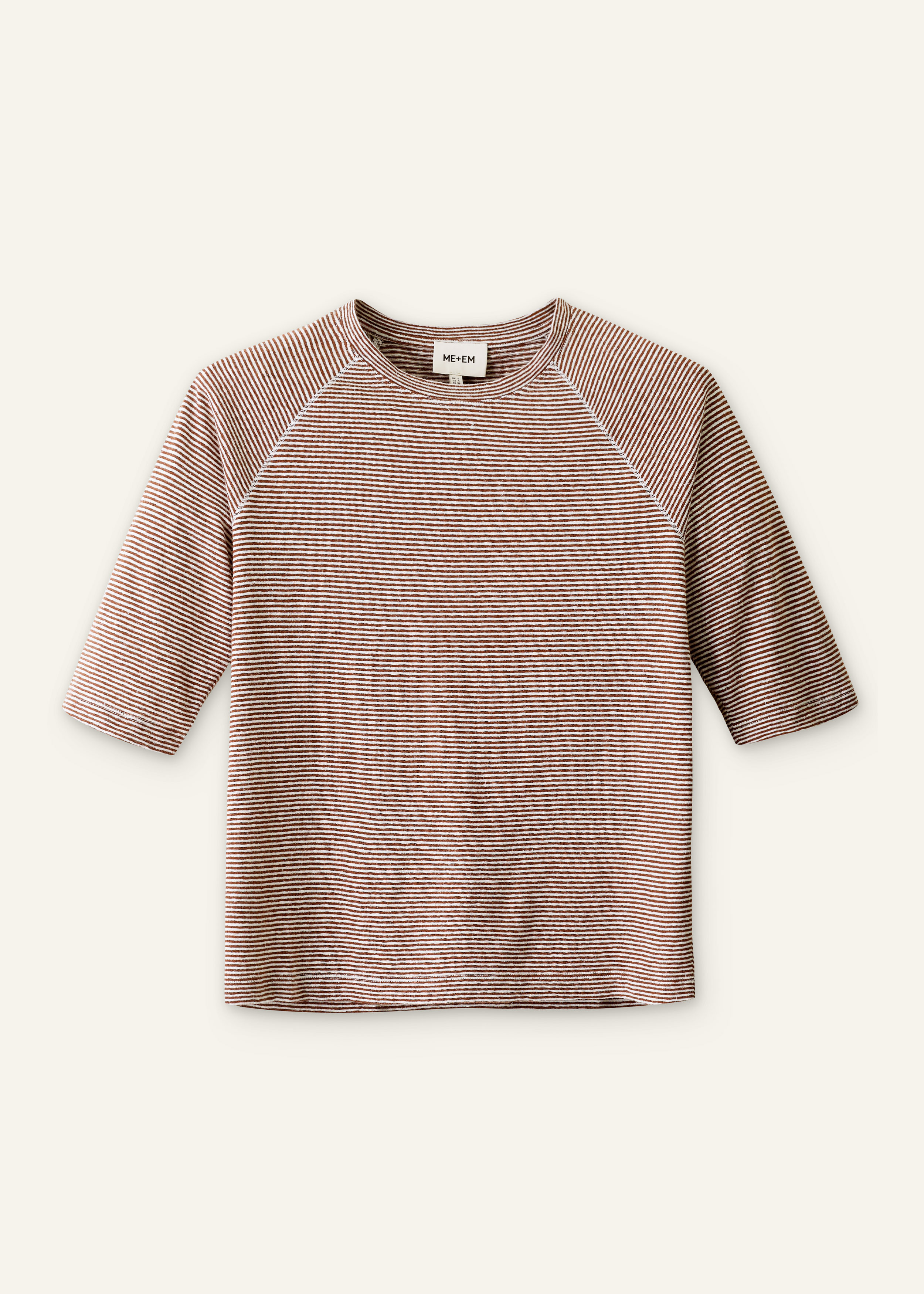 ME+EM Slim Fit Raglan Tee in Cinnamon/Light Cream