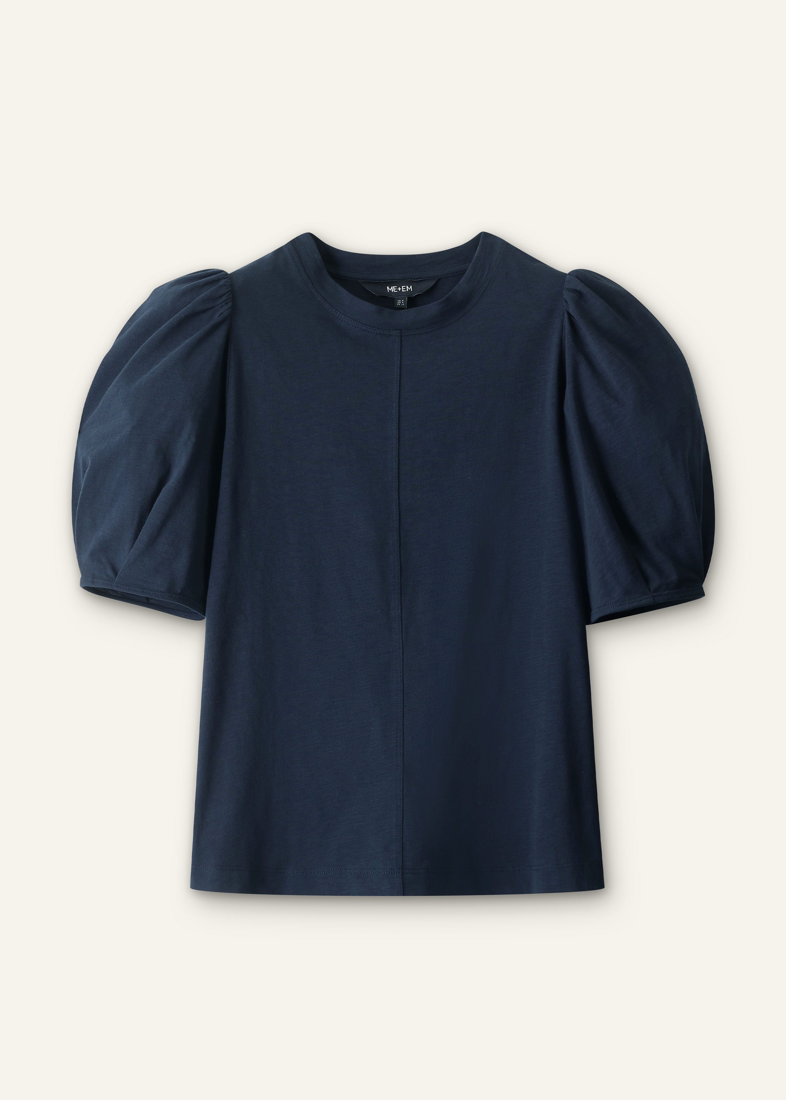 トップス AMOMMA PUFF SLEEVE SWEAT navy Women's Navy Feminine Sleeve Swing Top | ME+EM