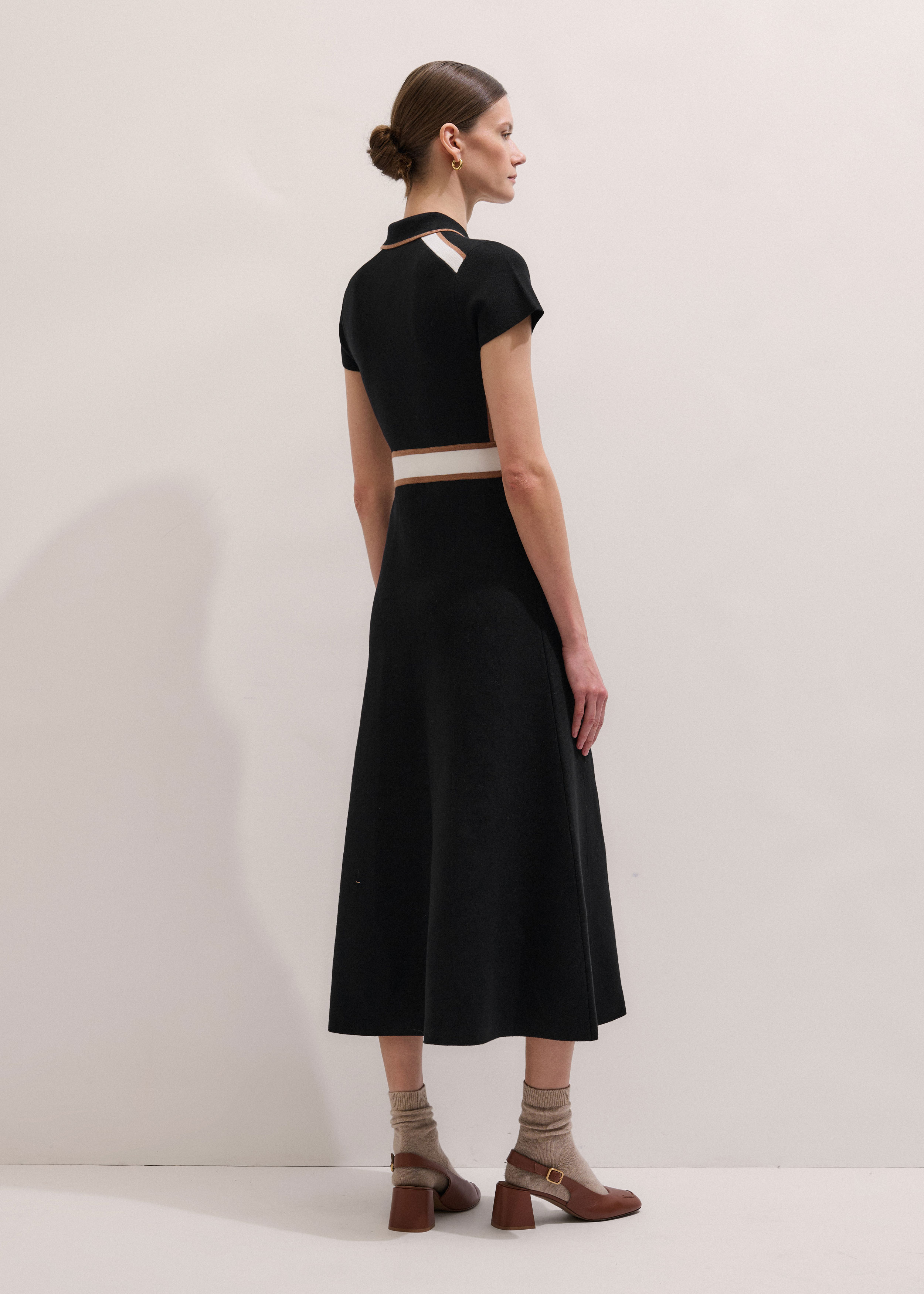 Me+em Milano Knit Collared Maxi Dress - Black