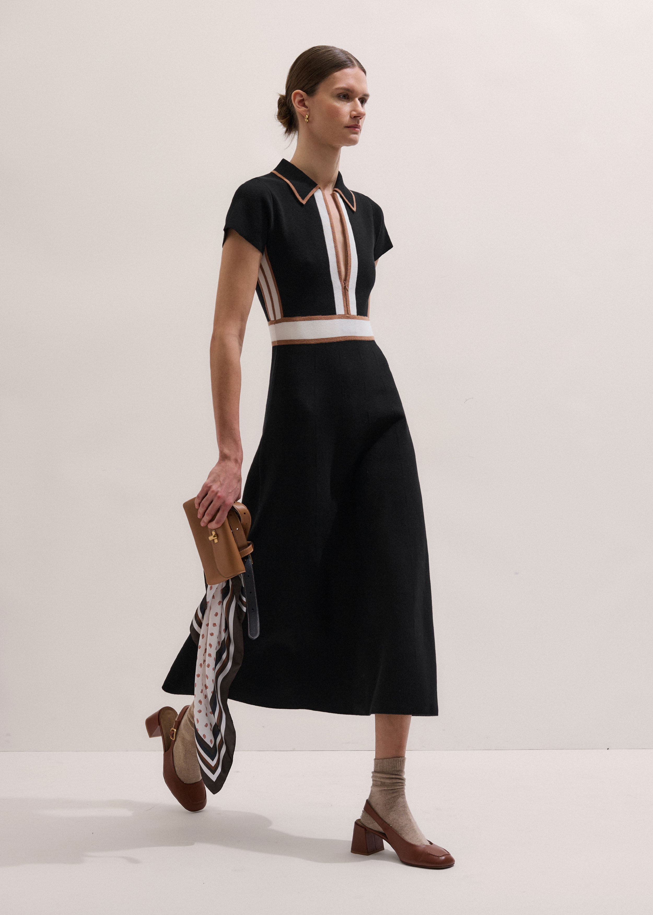 Me+em Milano Knit Collared Maxi Dress - Black
