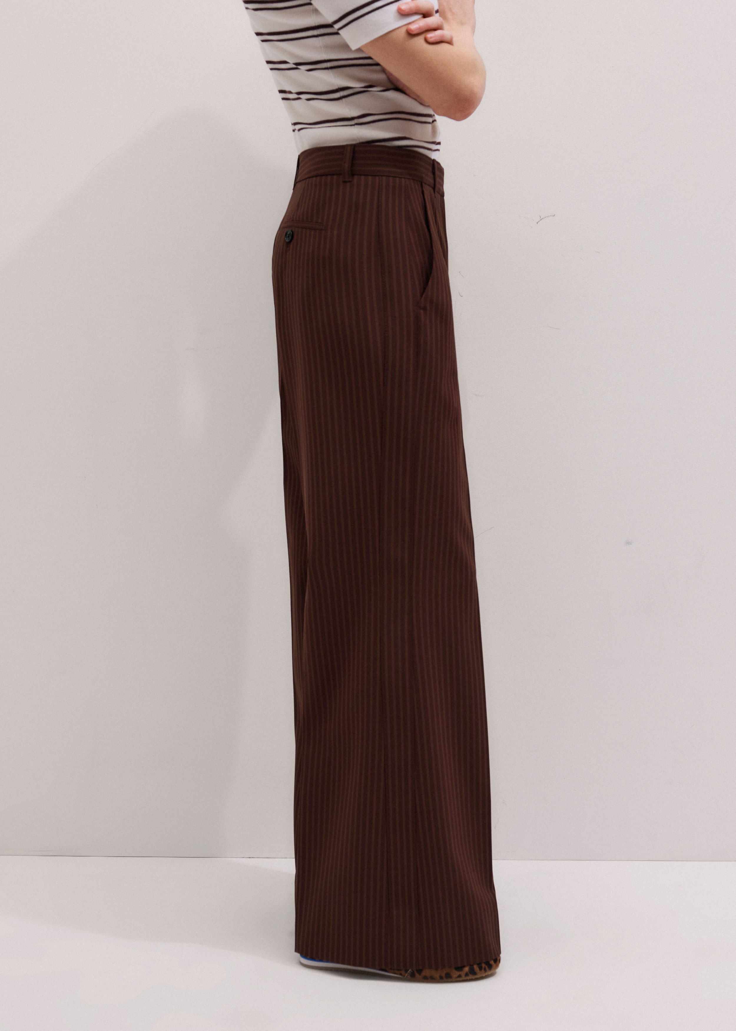 Pantalon Dockers Truly Slimming Pin Stripe Marron Taille 12P - Neuf Avec étiquettes