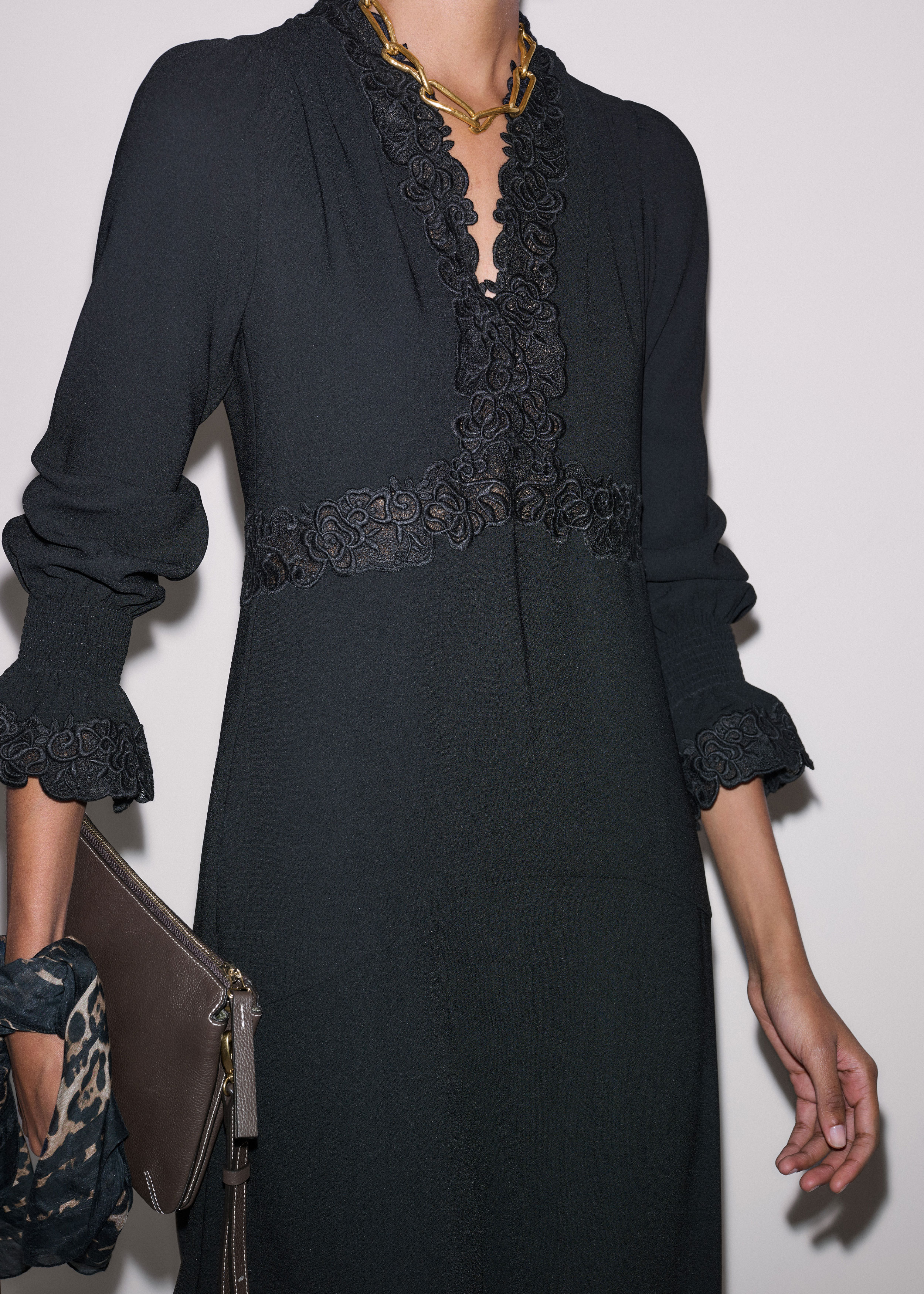 ME+EM Fit & Flare Lace Detail Maxi Dress - Black ME+EM Fit & Flare Lace Detail Maxi Dress - Black