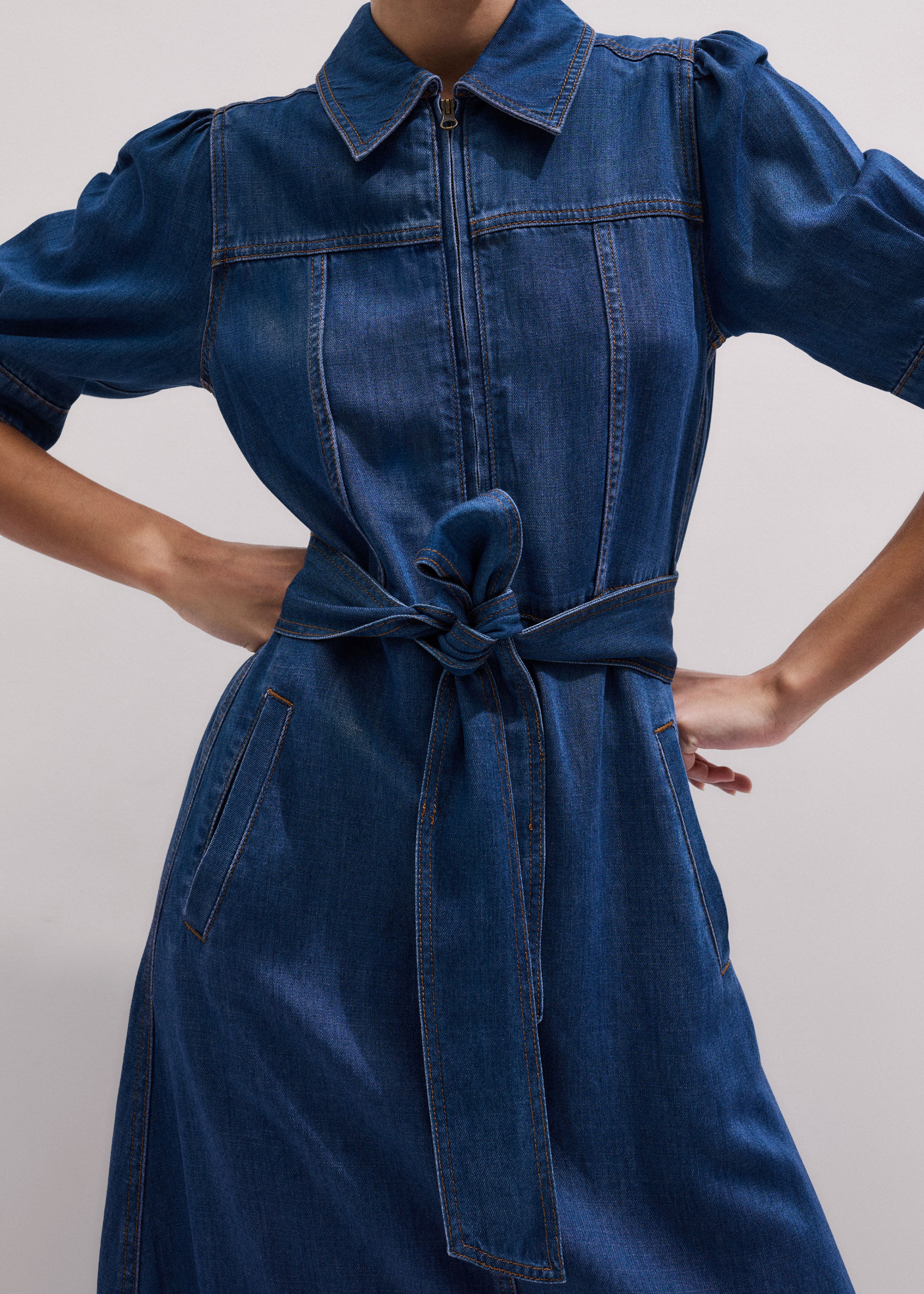 white christmas dresses Esme Denim Midi Dress main image 1