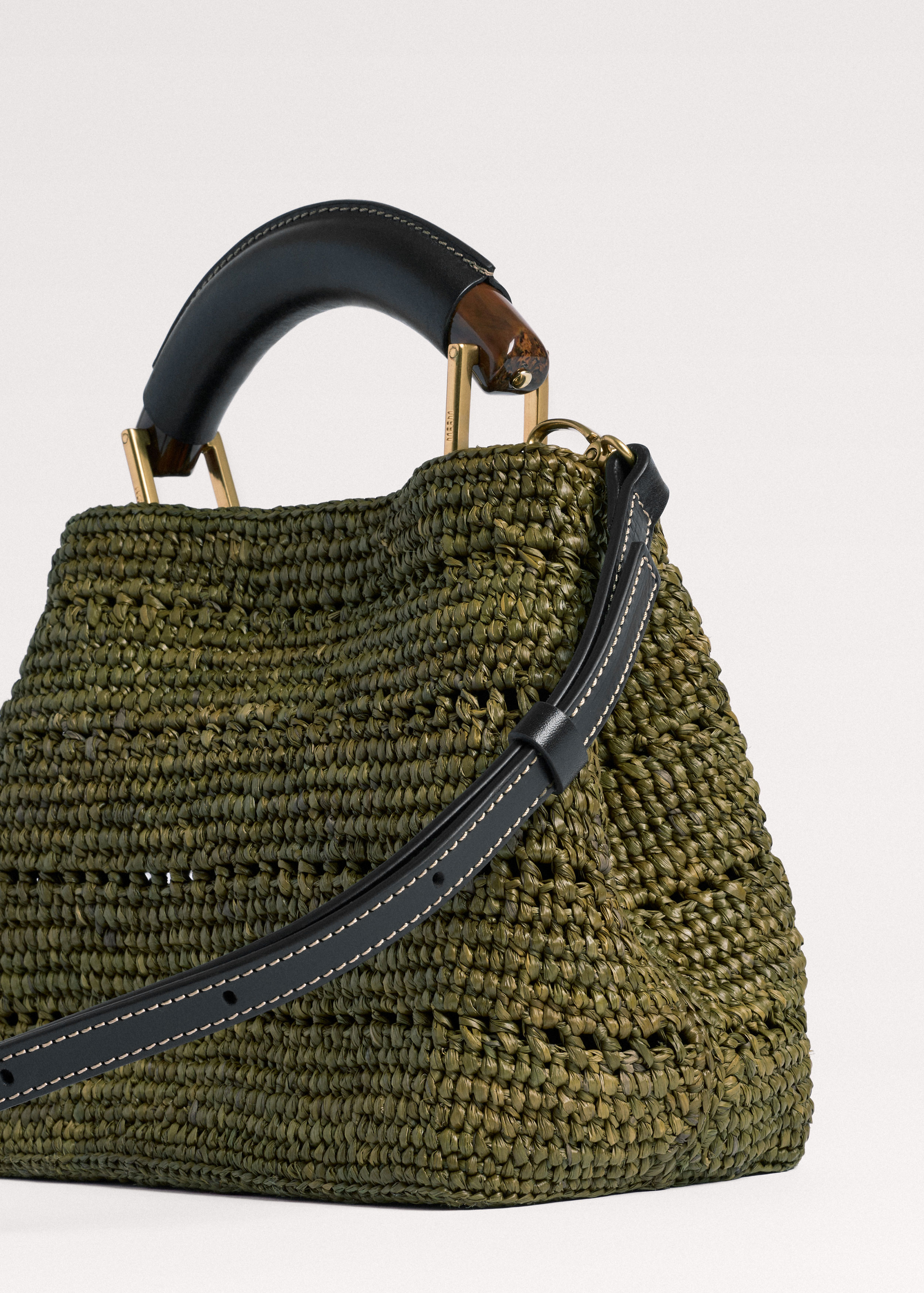 Women's Olive Green Raffia Mini Day Bag | ME+EM