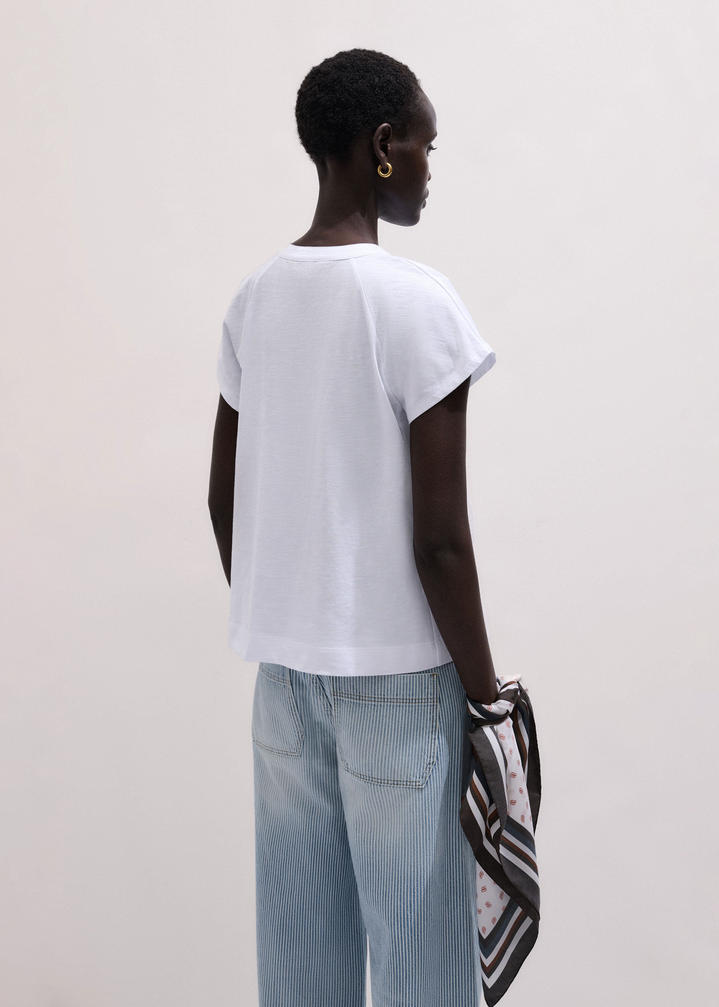 Women's White Open Placket Swing Top | ME+EM