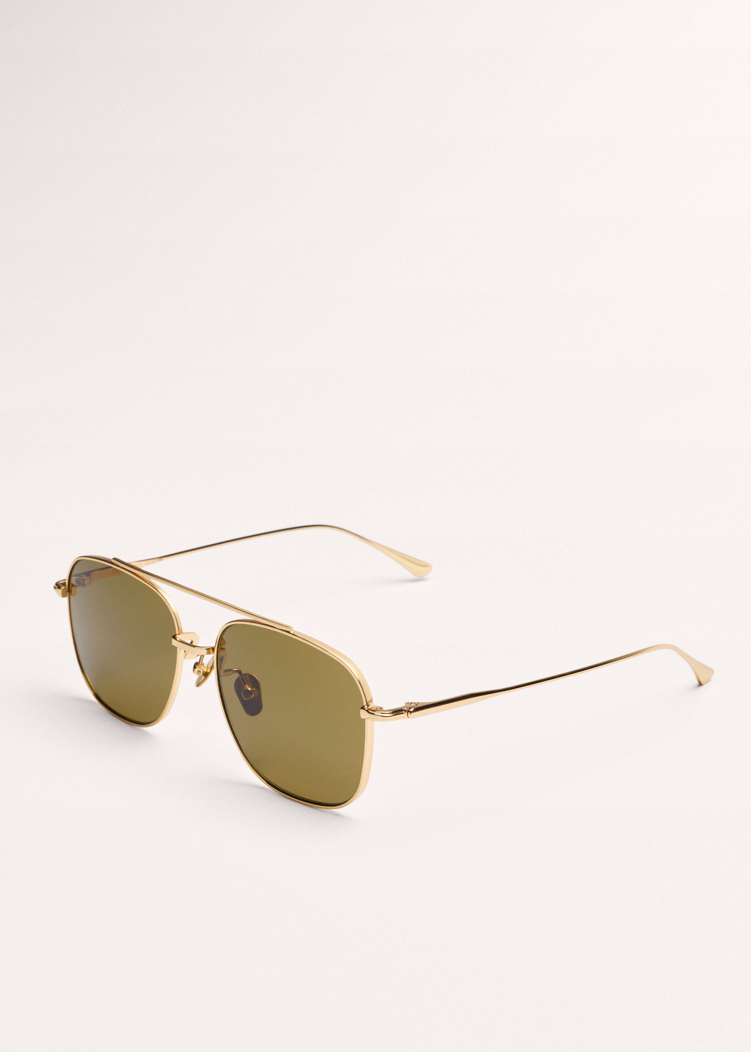 Gold Metal Aviator Sunglasses - Olive Gradient Lenses Gold Grandpa Double Bridge Metal Gradient Sunglasses with  main image 2