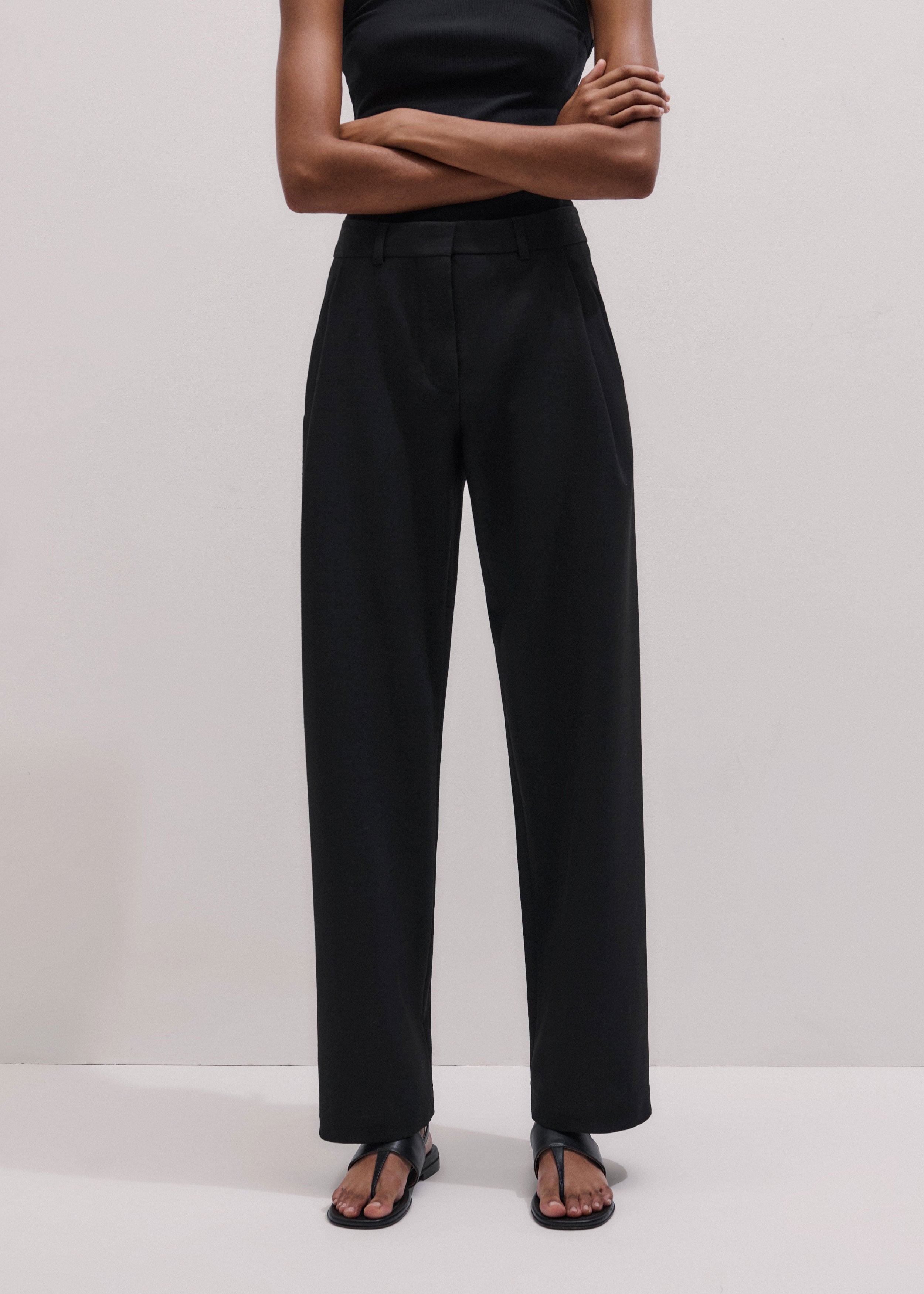 Black Slim Crop Forever Tux Trouser | Women's Woven Trousers | ME+EM