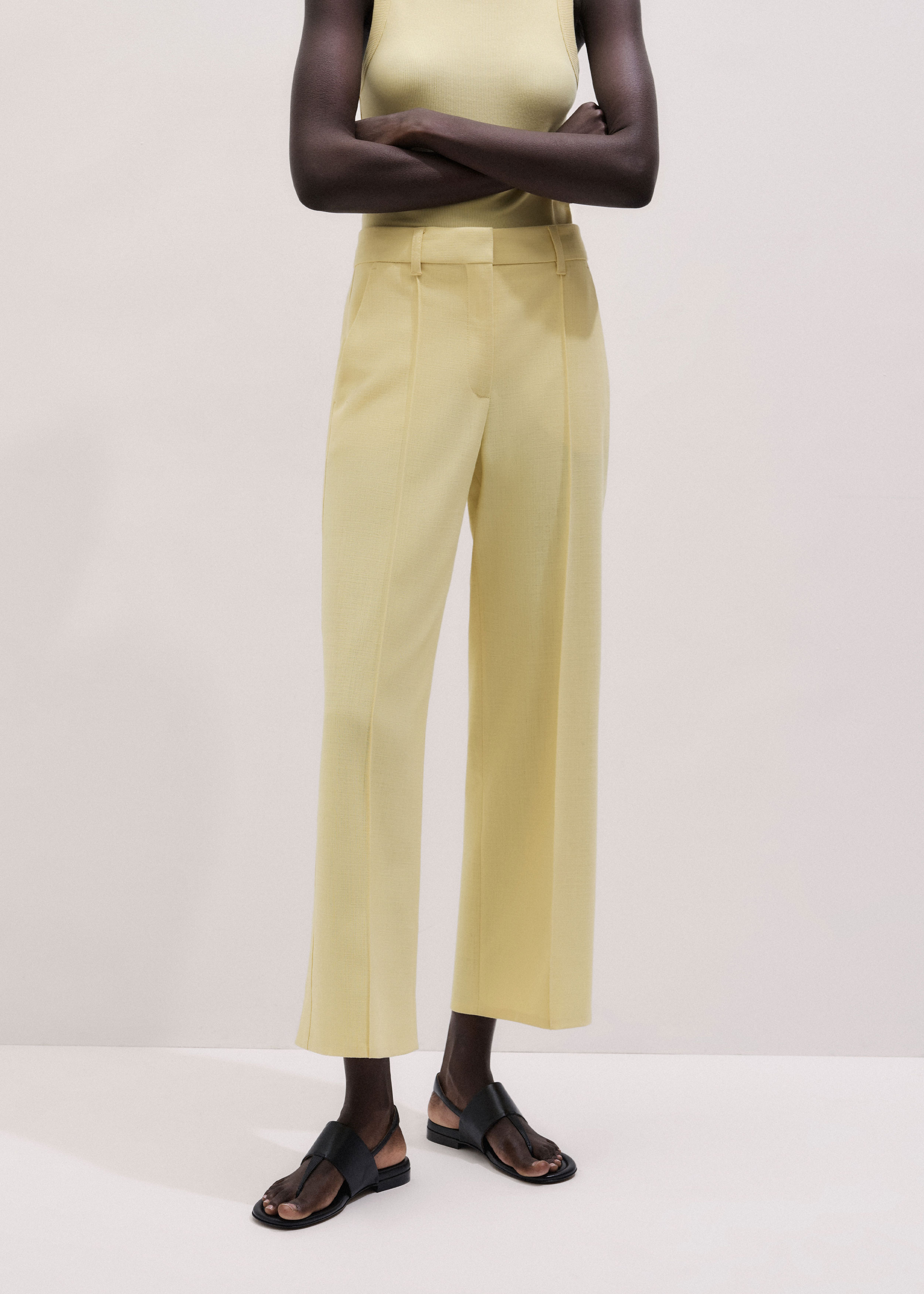 Me+em Tailored Straight Crop Trouser Dusted Lemon Yellow