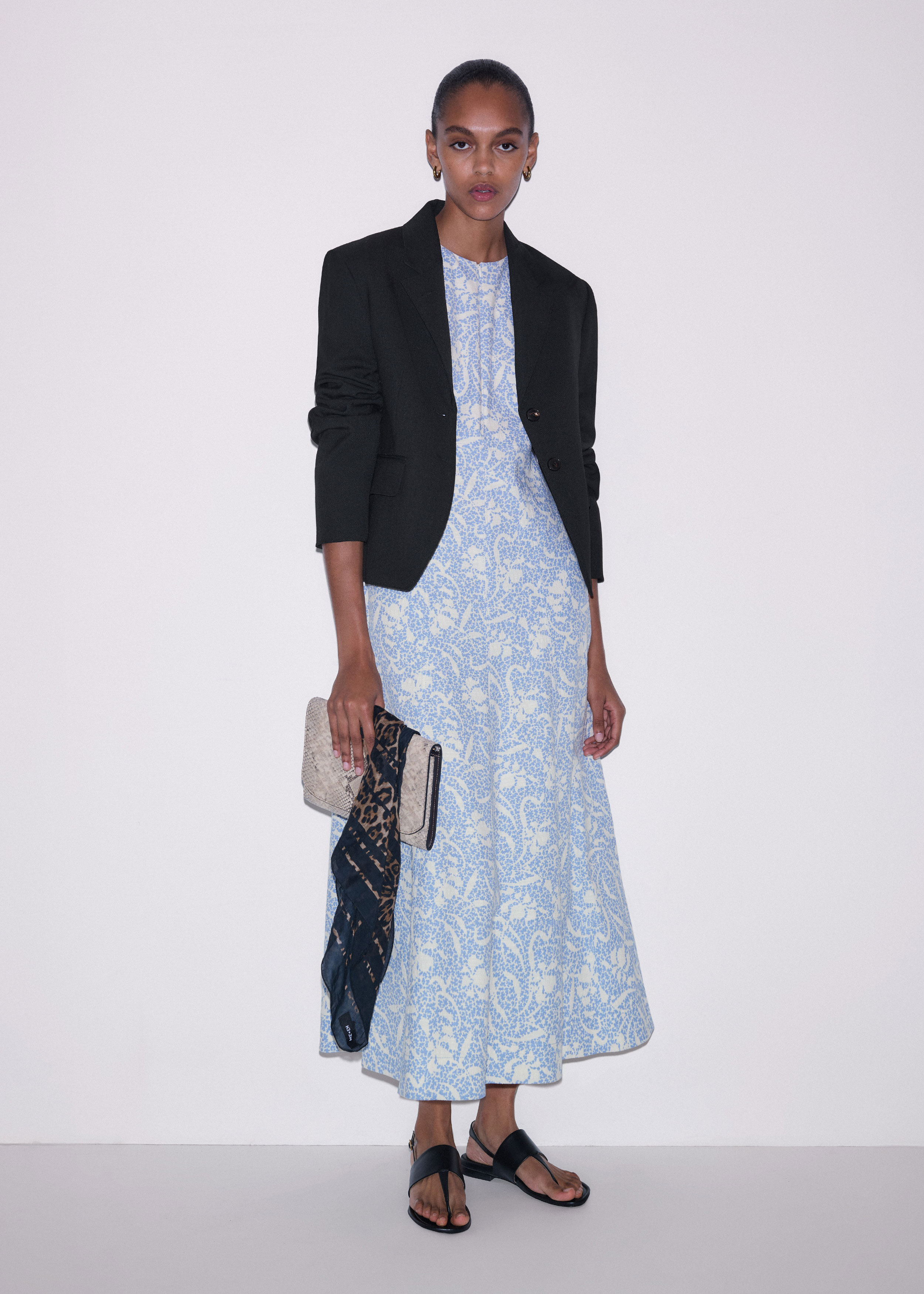blue curve dress Jessie 100% Linen Jacket | Navy, Lilac, Black, White & Flax main image 0