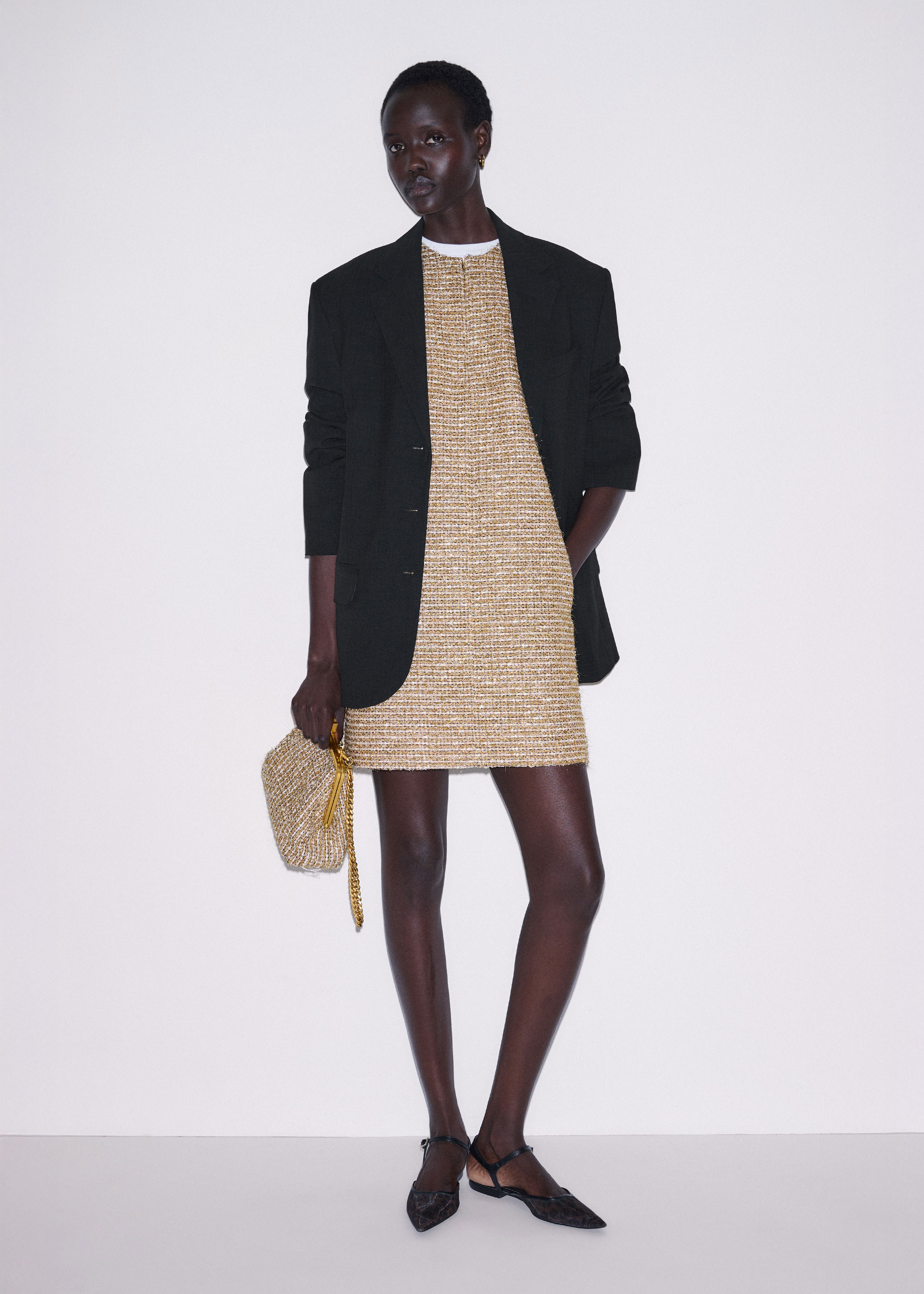 ME+EM Mini A-line Dress - Gold Multi