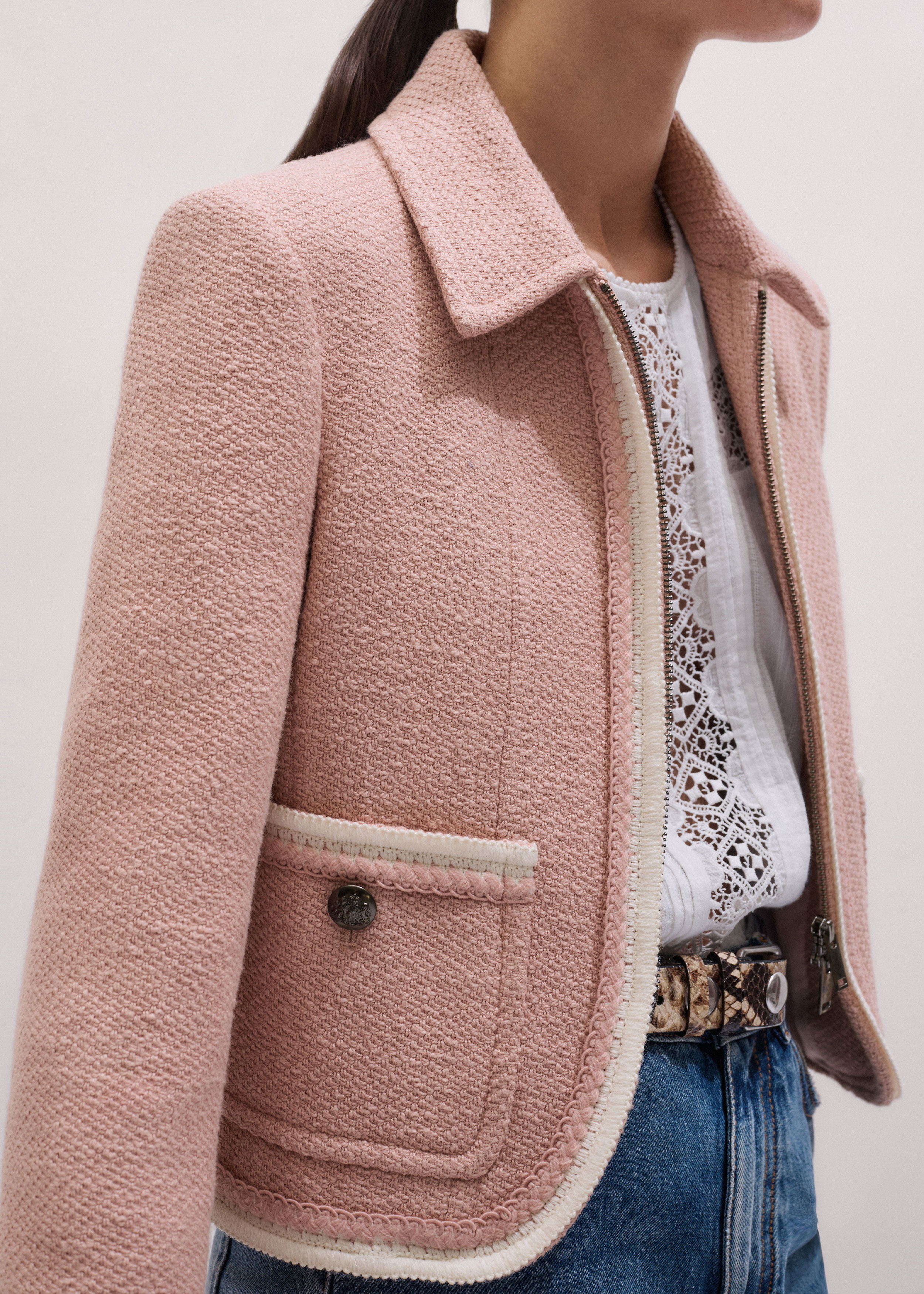 Women's Pink Straight Crop Jacket | ME+EM