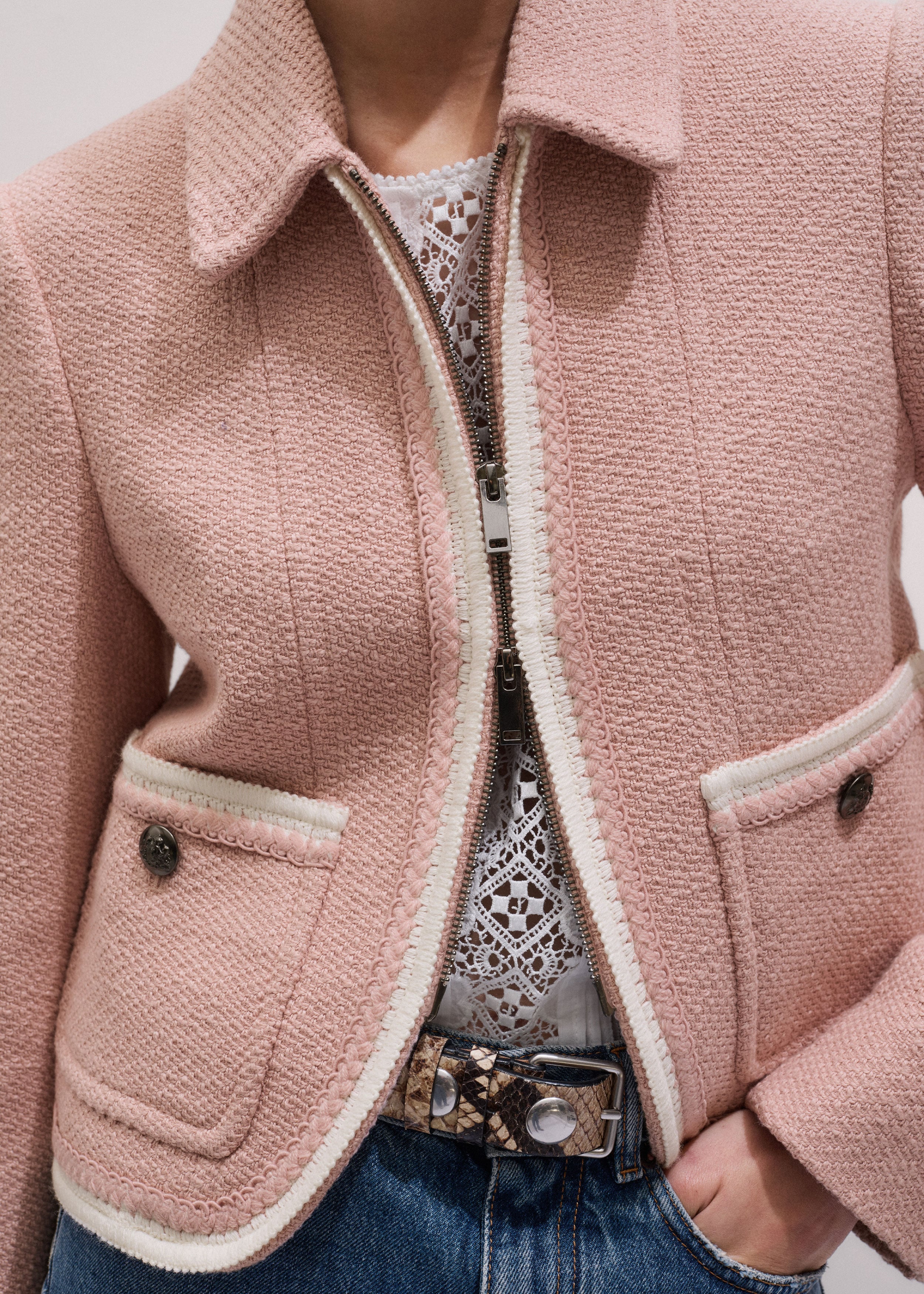Women's Pink Straight Crop Jacket | ME+EM